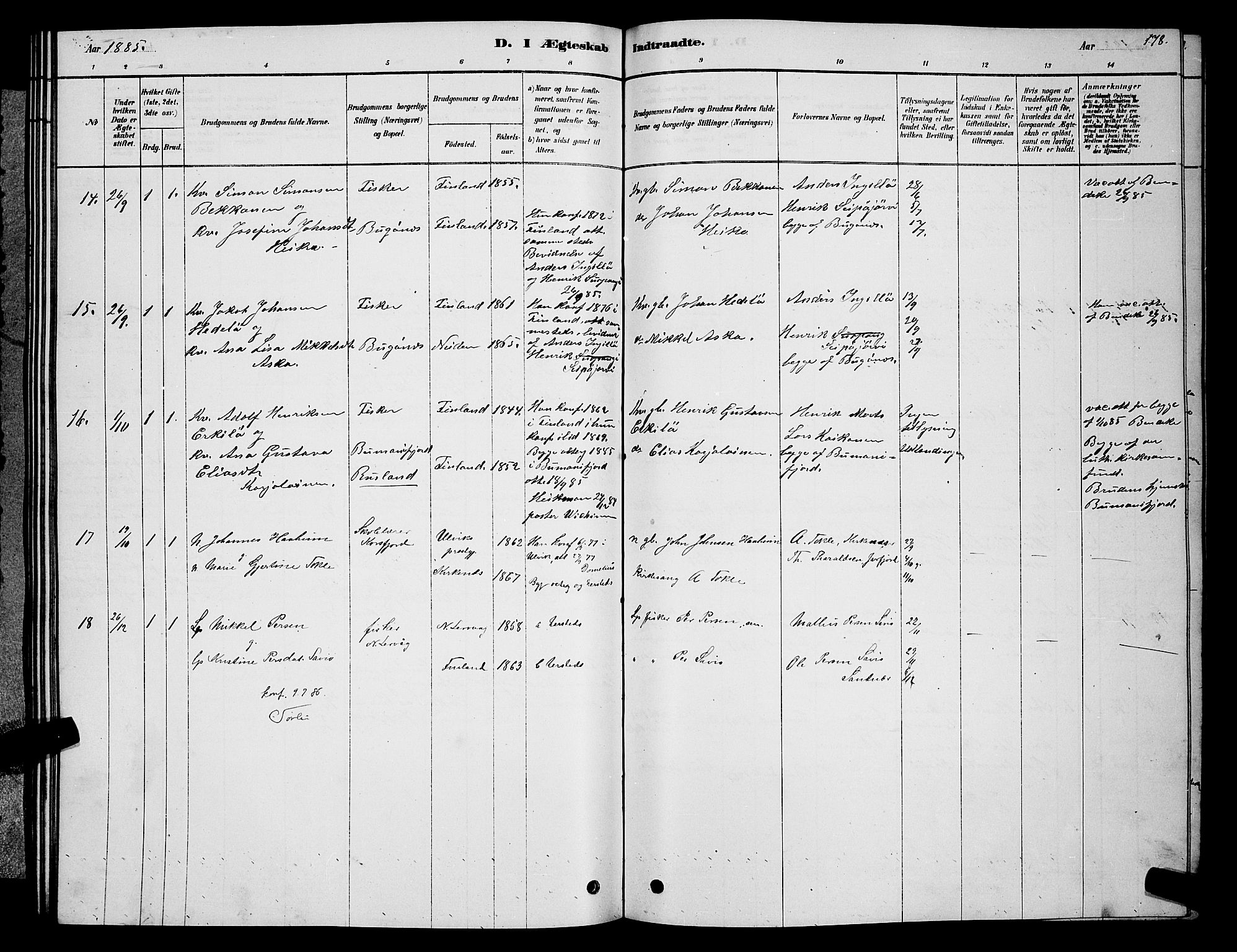Sør-Varanger sokneprestkontor, SATØ/S-1331/H/Hb/L0003klokker: Parish register (copy) no. 3, 1878-1891, p. 178
