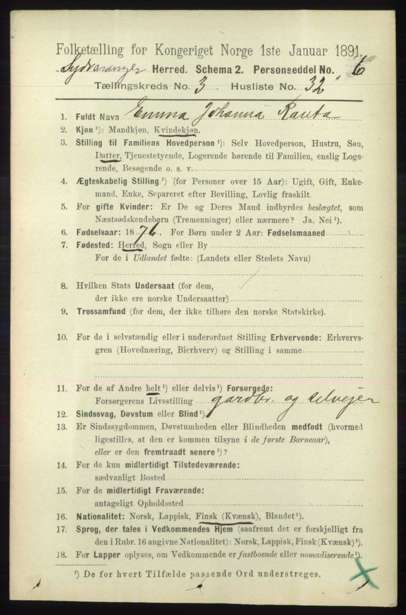 RA, 1891 census for 2030 Sør-Varanger, 1891, p. 1004