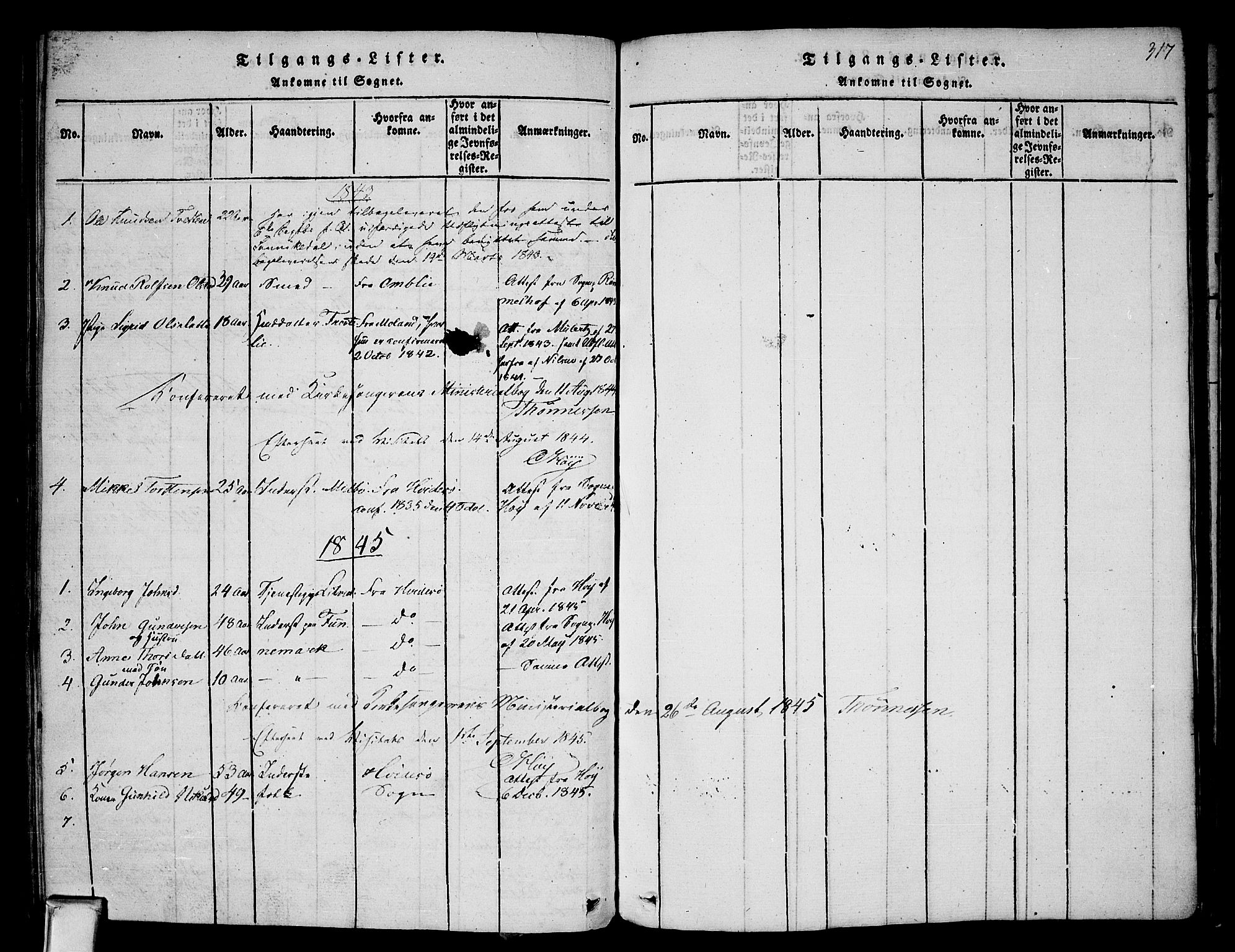 Nissedal kirkebøker, SAKO/A-288/F/Fa/L0002: Parish register (official) no. I 2, 1814-1845, p. 317