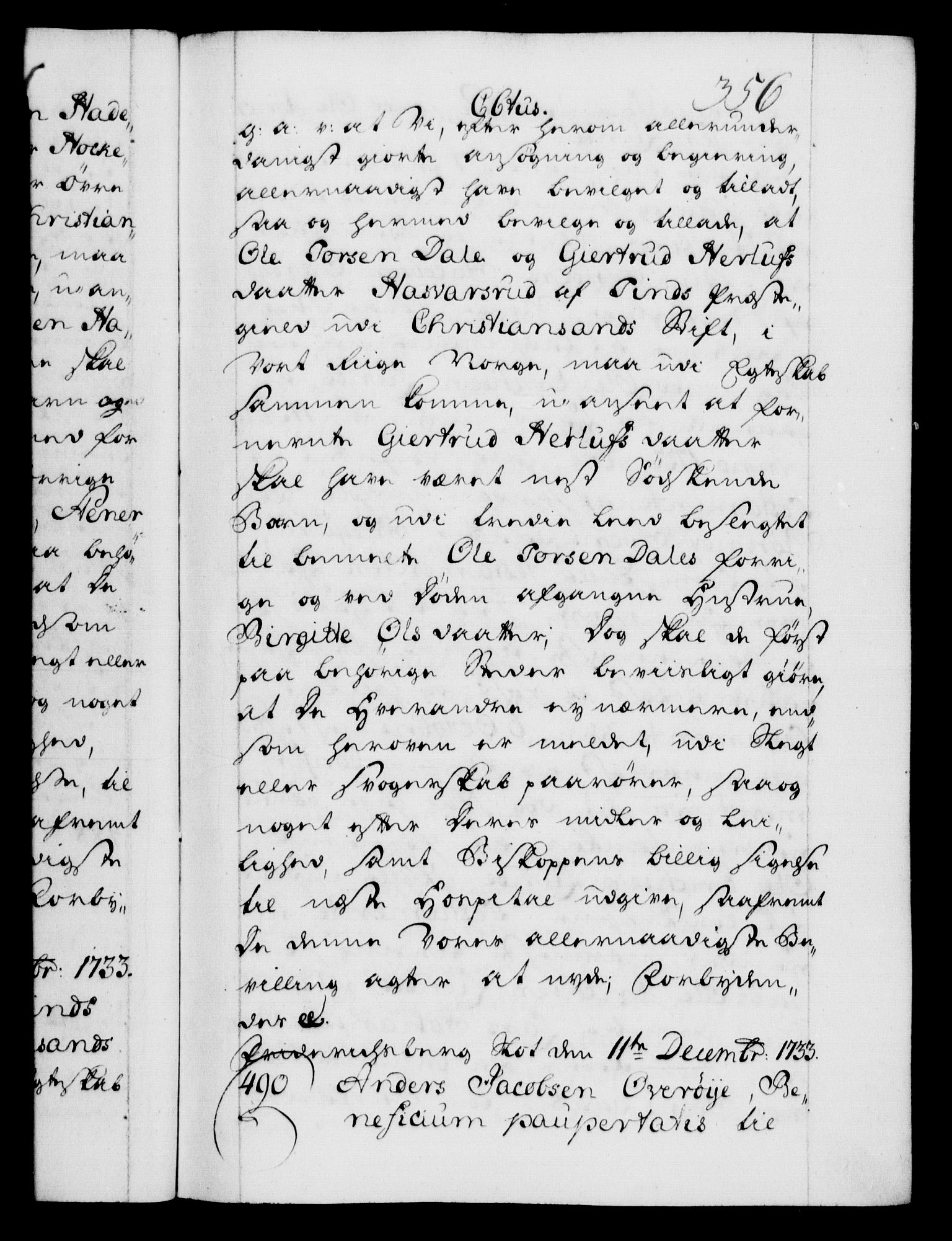 Danske Kanselli 1572-1799, AV/RA-EA-3023/F/Fc/Fca/Fcaa/L0028: Norske registre, 1733-1734, p. 356a