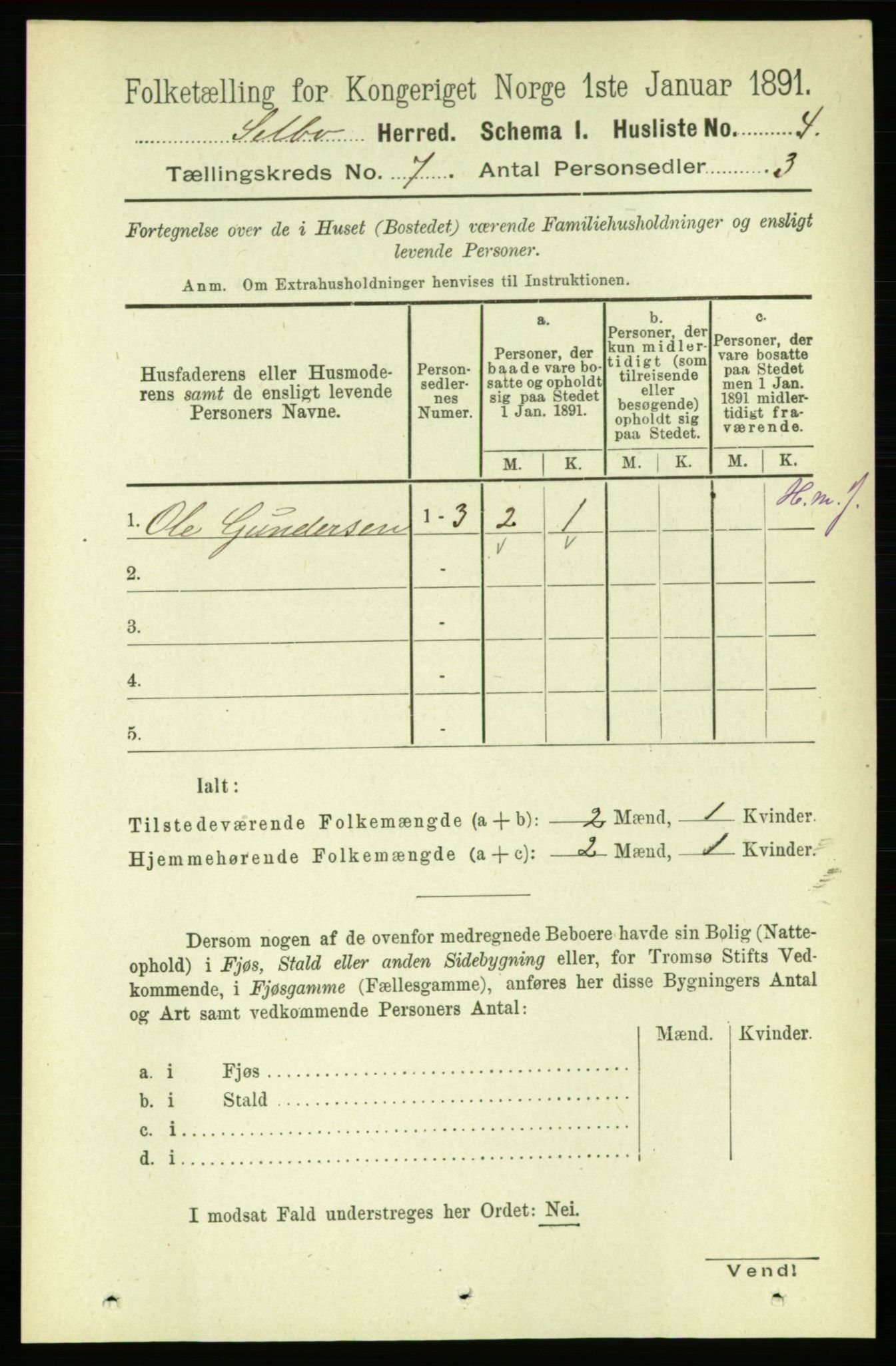 RA, 1891 census for 1664 Selbu, 1891, p. 2524