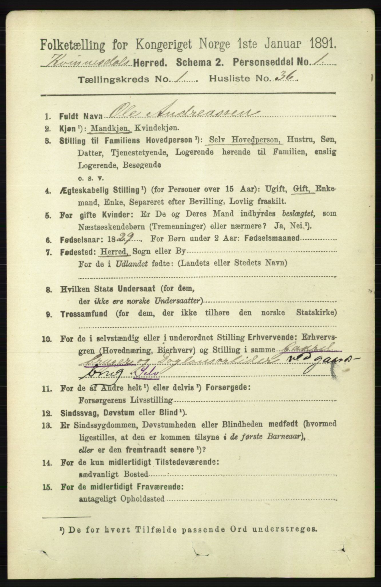 RA, 1891 census for 1037 Kvinesdal, 1891, p. 248