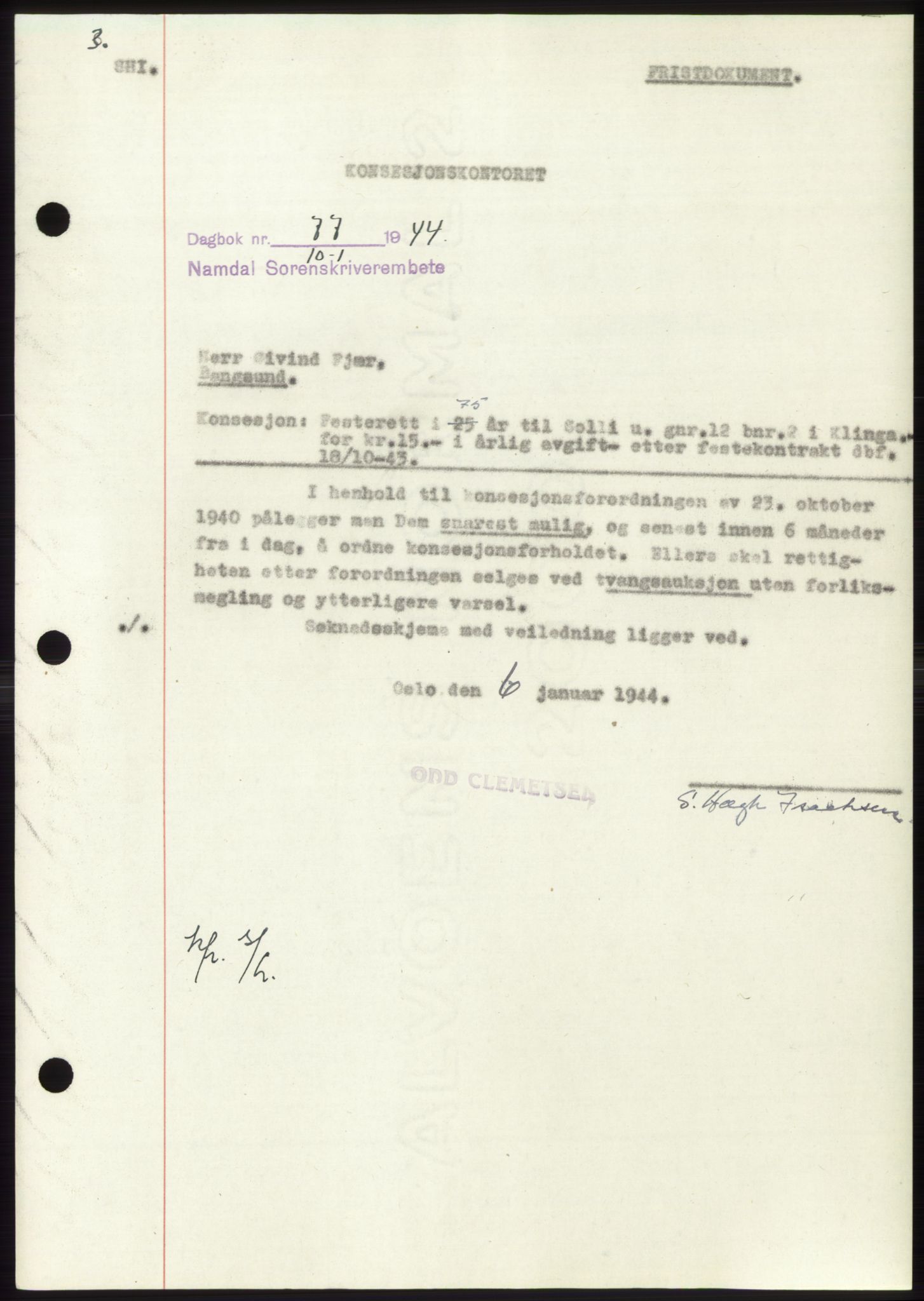 Namdal sorenskriveri, SAT/A-4133/1/2/2C: Mortgage book no. -, 1943-1944, Diary no: : 77/1944