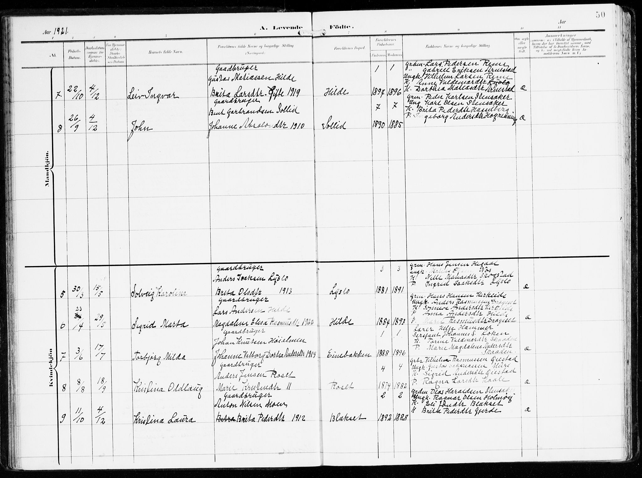 Innvik sokneprestembete, AV/SAB-A-80501: Parish register (official) no. B 2, 1903-1929, p. 50