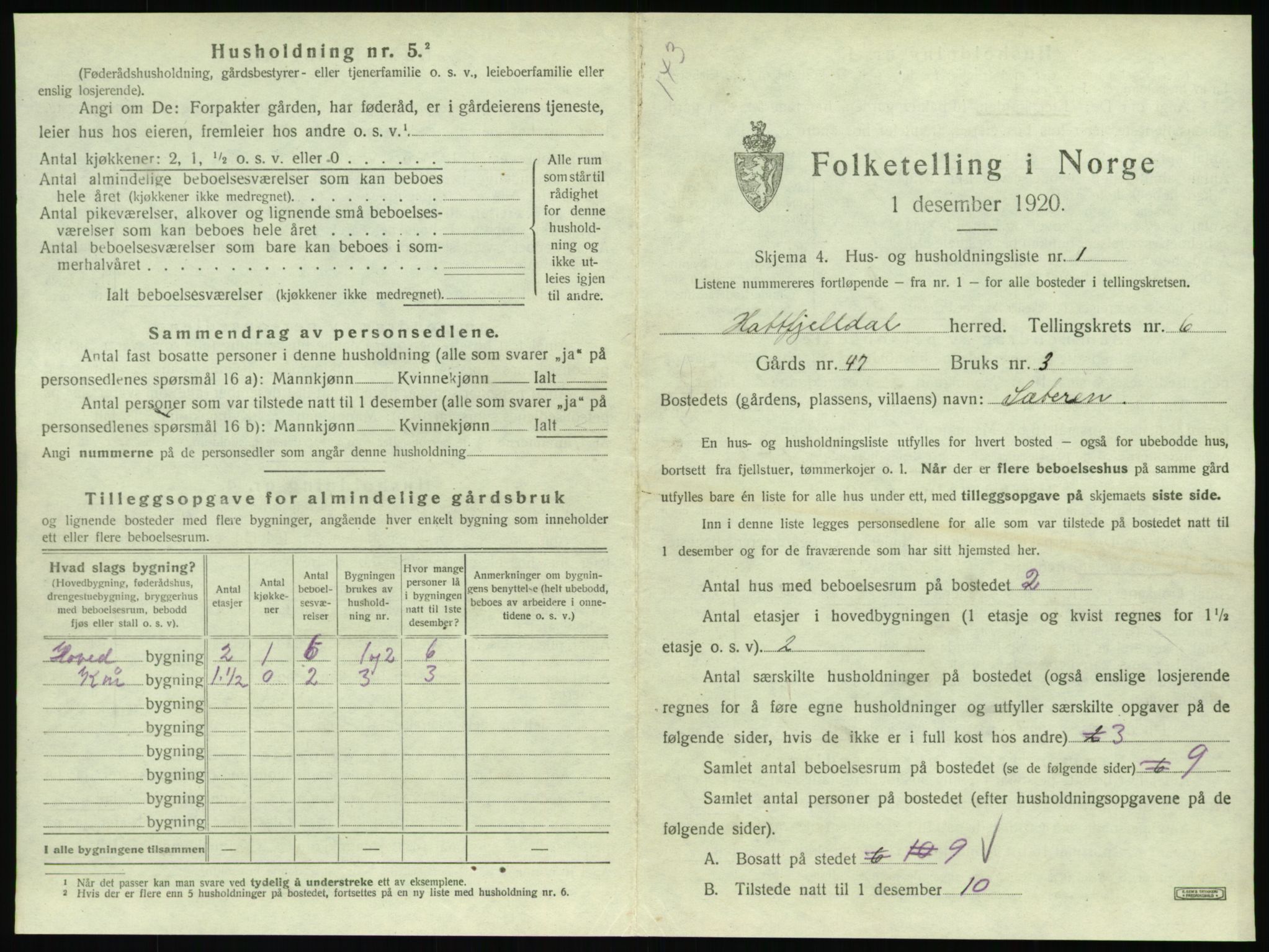 SAT, 1920 census for Hattfjelldal, 1920, p. 168