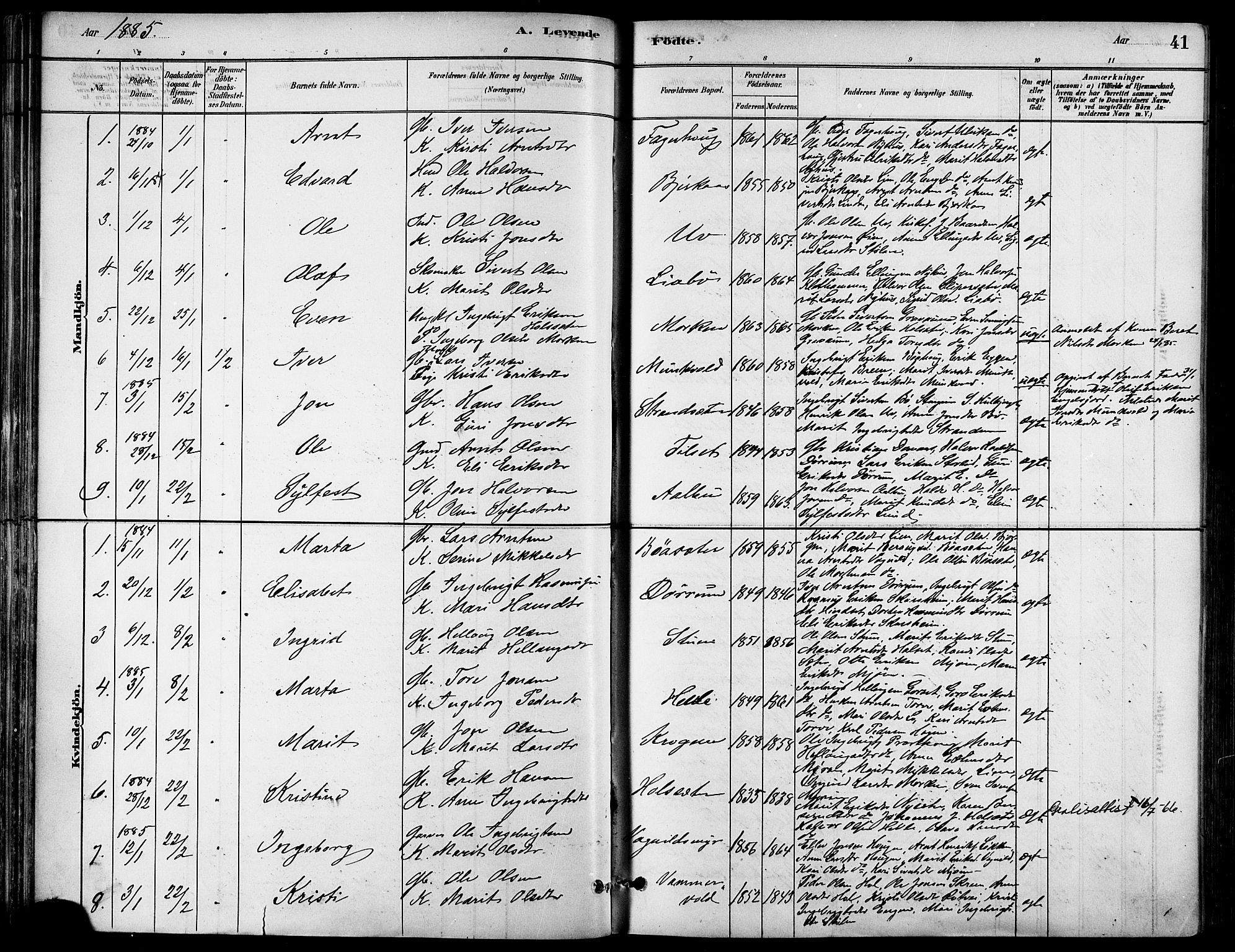 Ministerialprotokoller, klokkerbøker og fødselsregistre - Sør-Trøndelag, SAT/A-1456/678/L0901: Parish register (official) no. 678A10, 1881-1894, p. 41