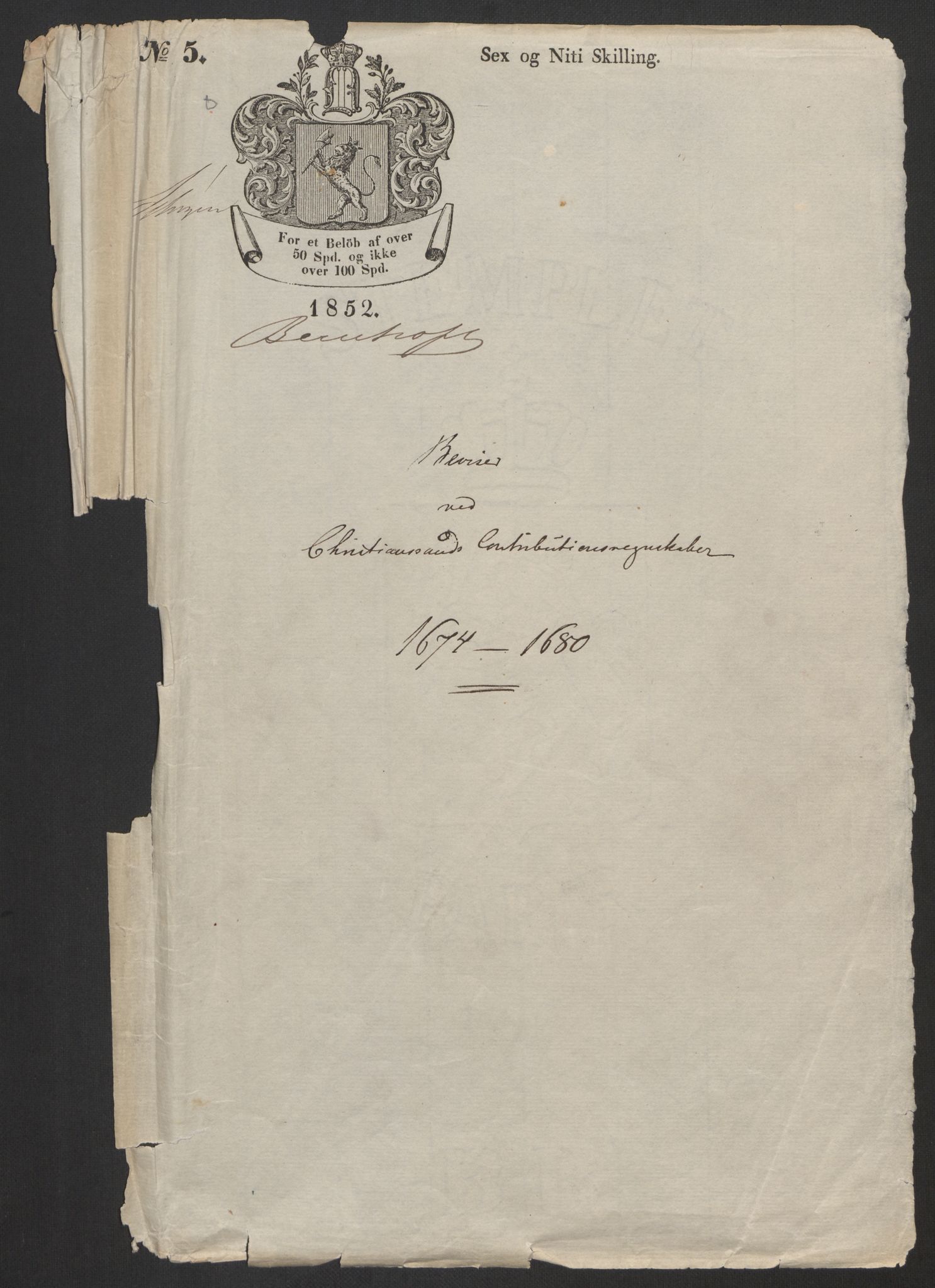 Rentekammeret inntil 1814, Reviderte regnskaper, Byregnskaper, AV/RA-EA-4066/R/Rm/L0258: [M1] Kontribusjonsregnskap, 1664-1700, p. 222