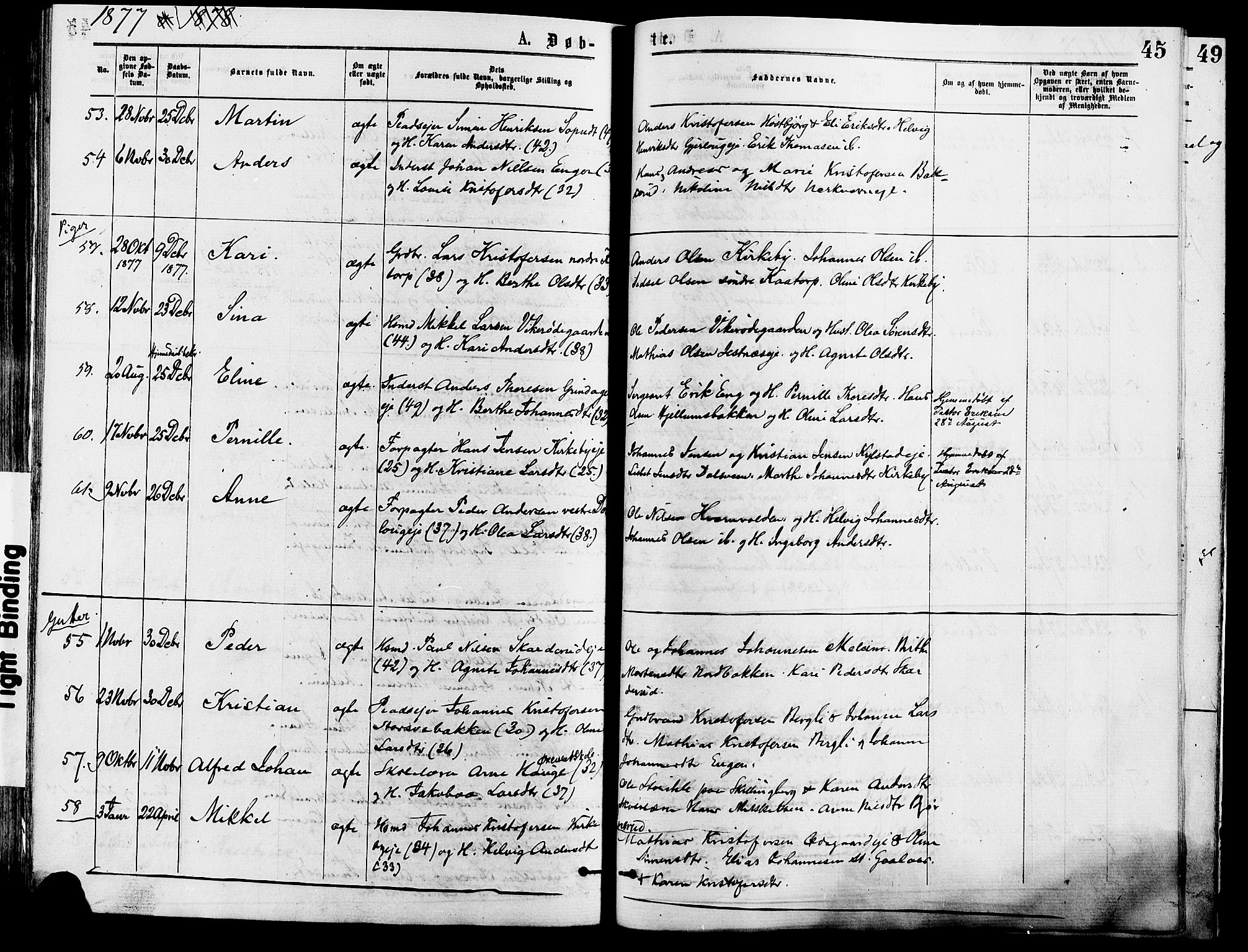 Vang prestekontor, Hedmark, SAH/PREST-008/H/Ha/Haa/L0013: Parish register (official) no. 13, 1855-1879, p. 45