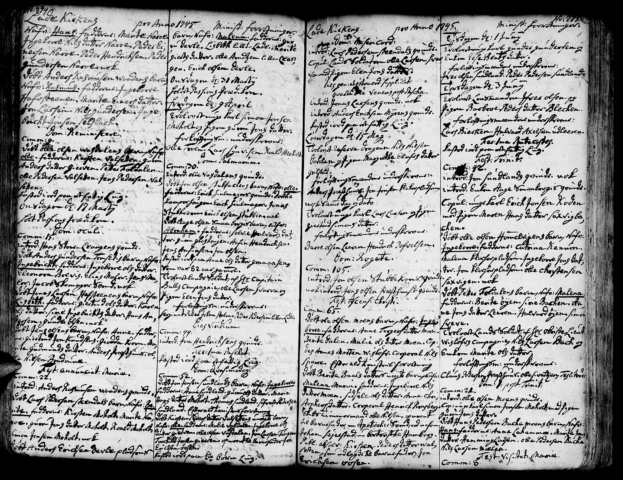 Ministerialprotokoller, klokkerbøker og fødselsregistre - Sør-Trøndelag, AV/SAT-A-1456/606/L0275: Parish register (official) no. 606A01 /1, 1727-1780, p. 274-275