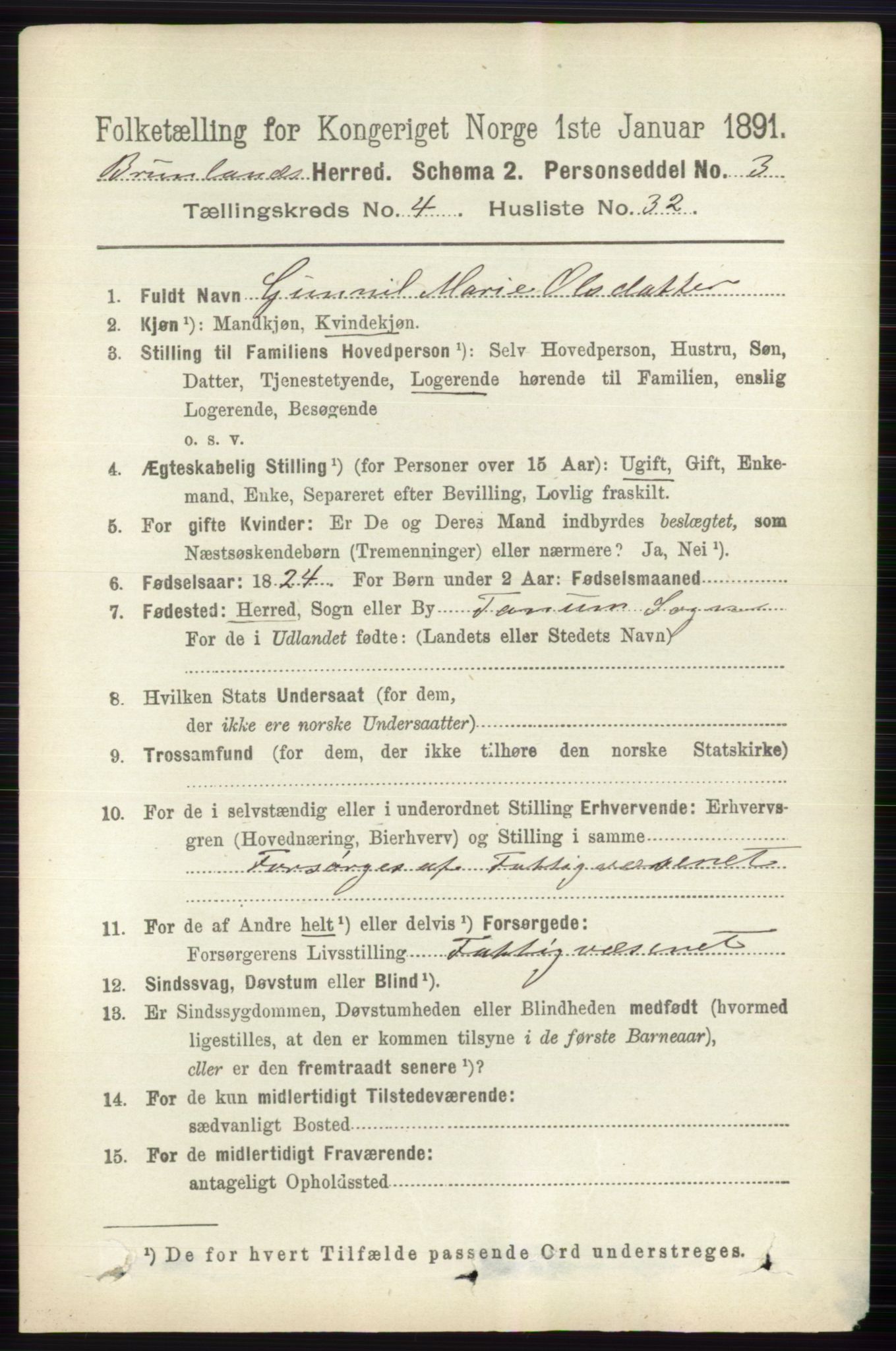 RA, 1891 census for 0726 Brunlanes, 1891, p. 1997