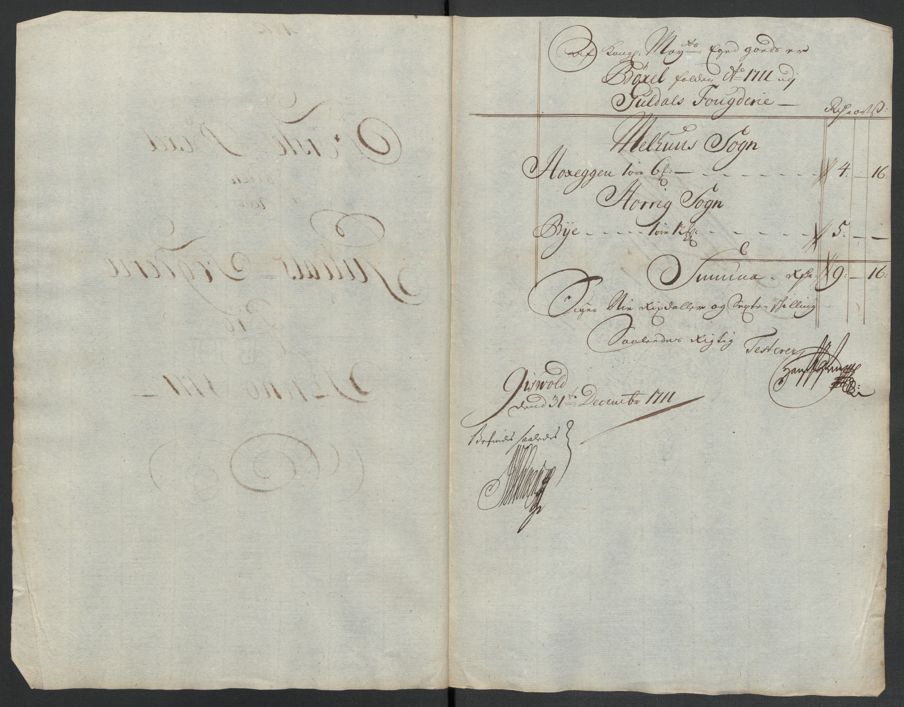 Rentekammeret inntil 1814, Reviderte regnskaper, Fogderegnskap, AV/RA-EA-4092/R60/L3961: Fogderegnskap Orkdal og Gauldal, 1711, p. 379