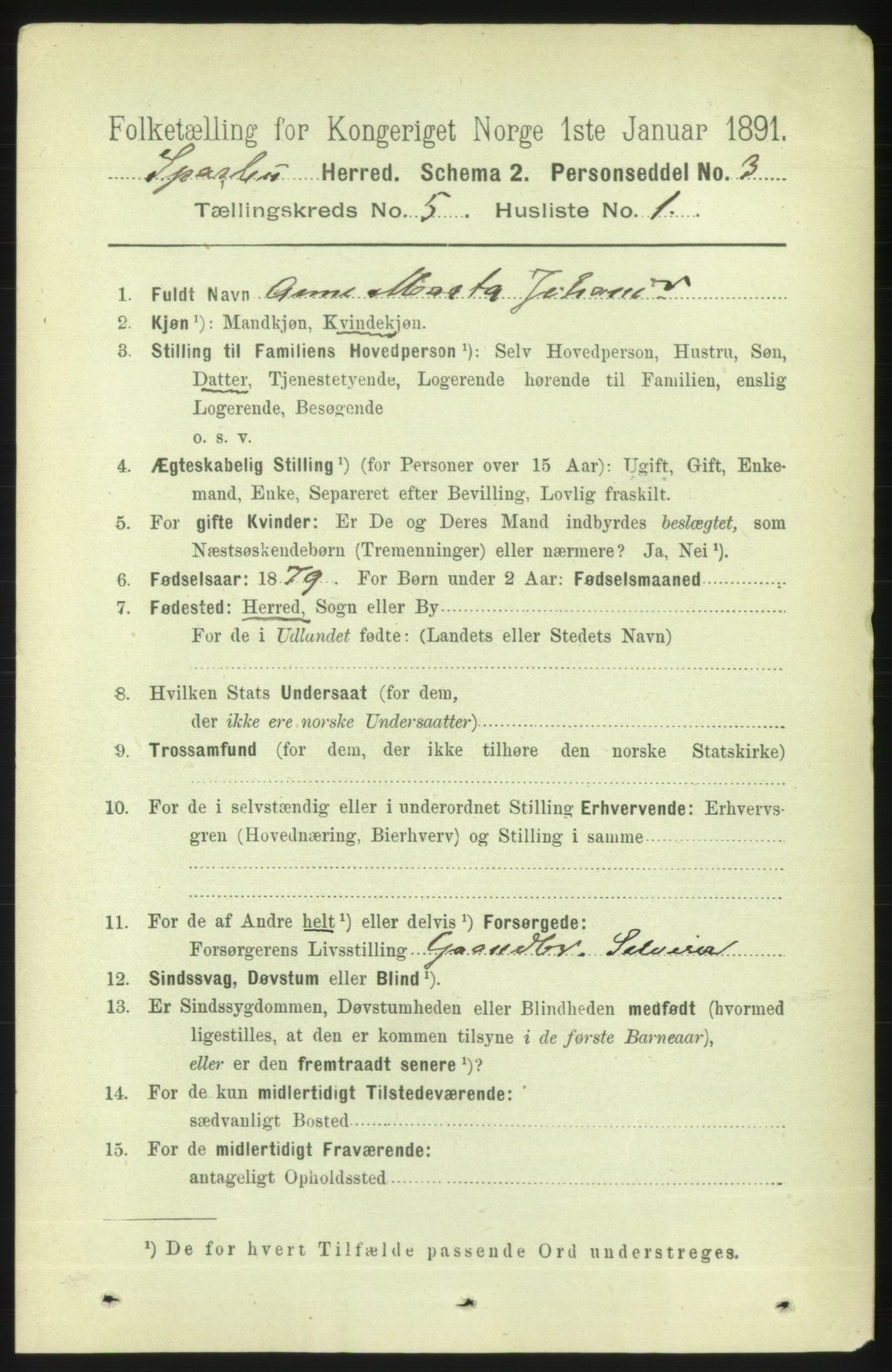 RA, 1891 census for 1731 Sparbu, 1891, p. 1683