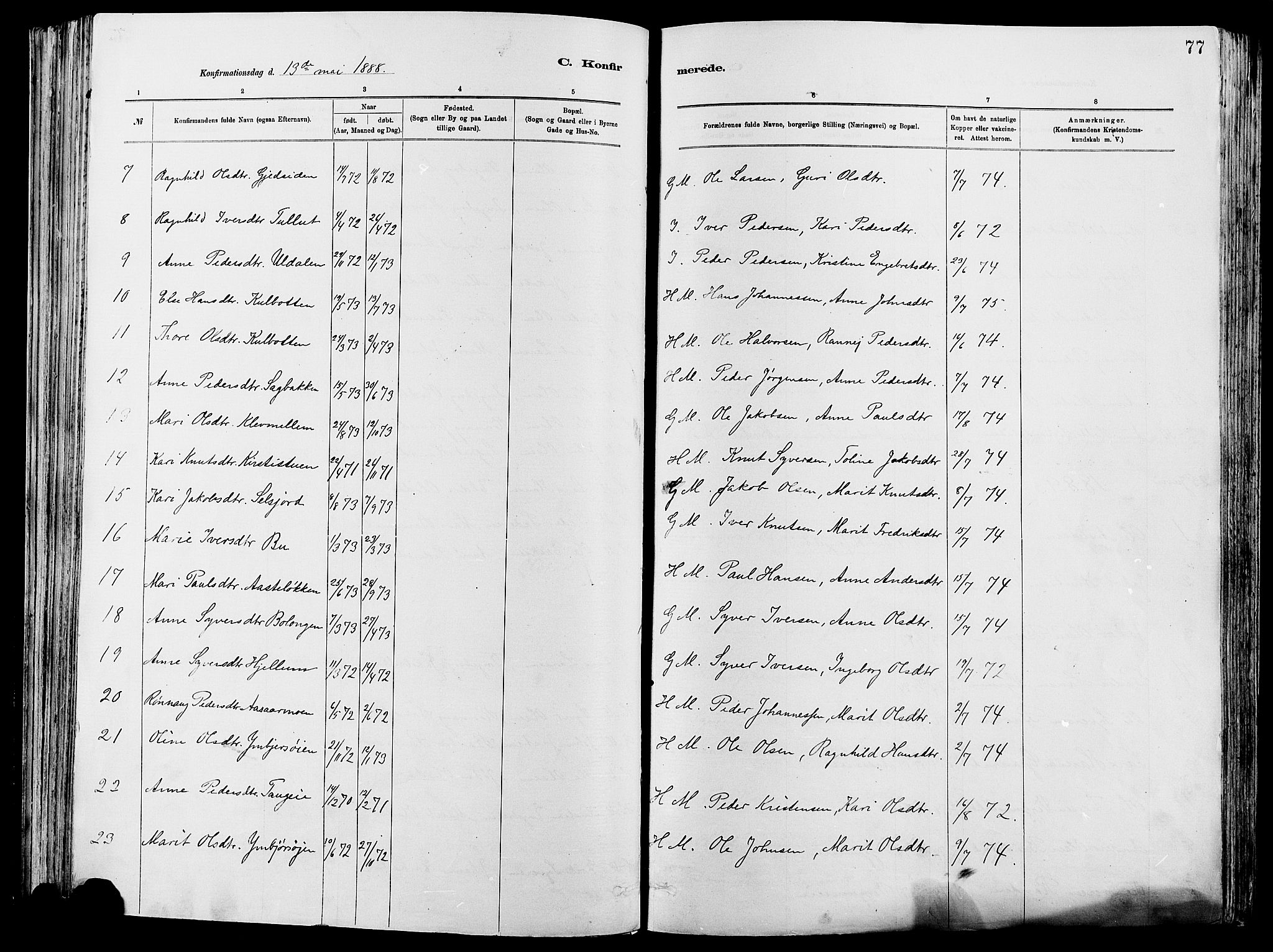 Vågå prestekontor, SAH/PREST-076/H/Ha/Haa/L0008: Parish register (official) no. 8, 1886-1904, p. 77