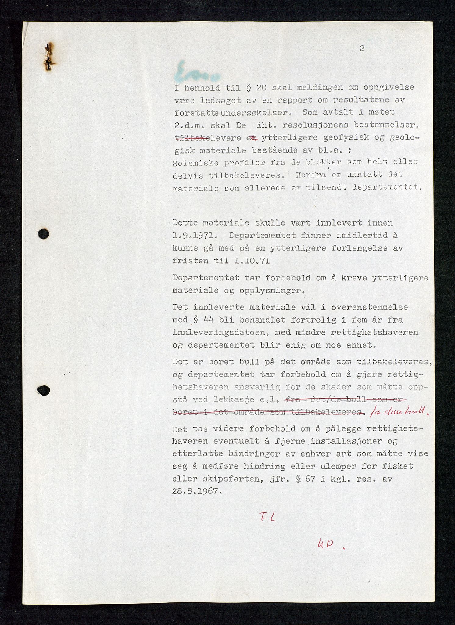 Industridepartementet, Oljekontoret, AV/SAST-A-101348/Da/L0004: Arkivnøkkel 711 - 712 Utvinningstillatelser, 1970-1971, p. 44