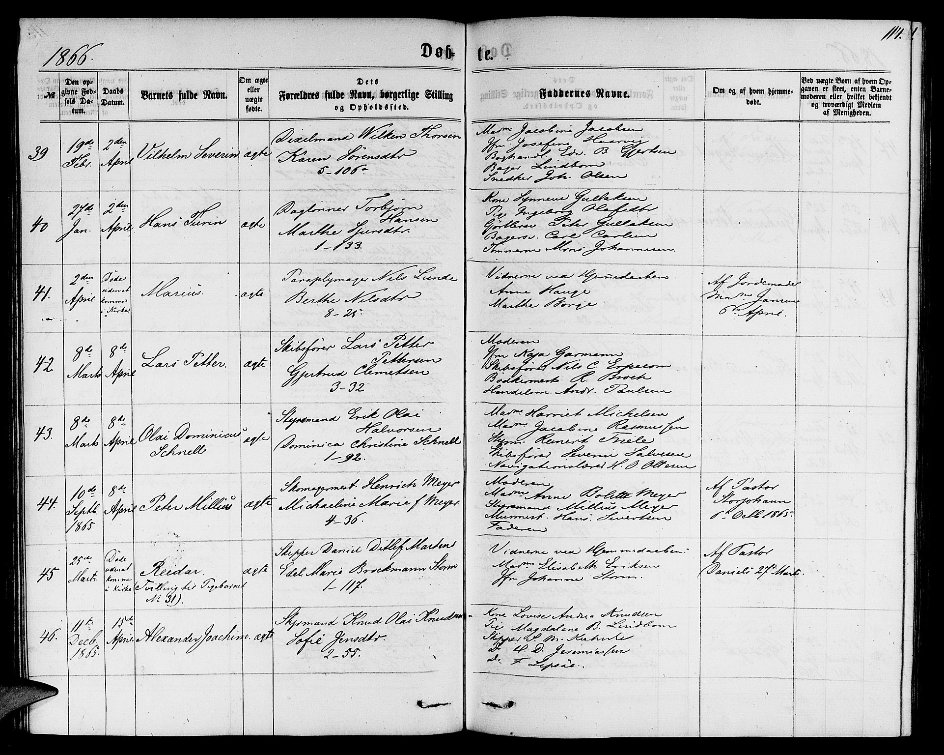 Nykirken Sokneprestembete, SAB/A-77101/H/Hab: Parish register (copy) no. B 2, 1859-1868, p. 114