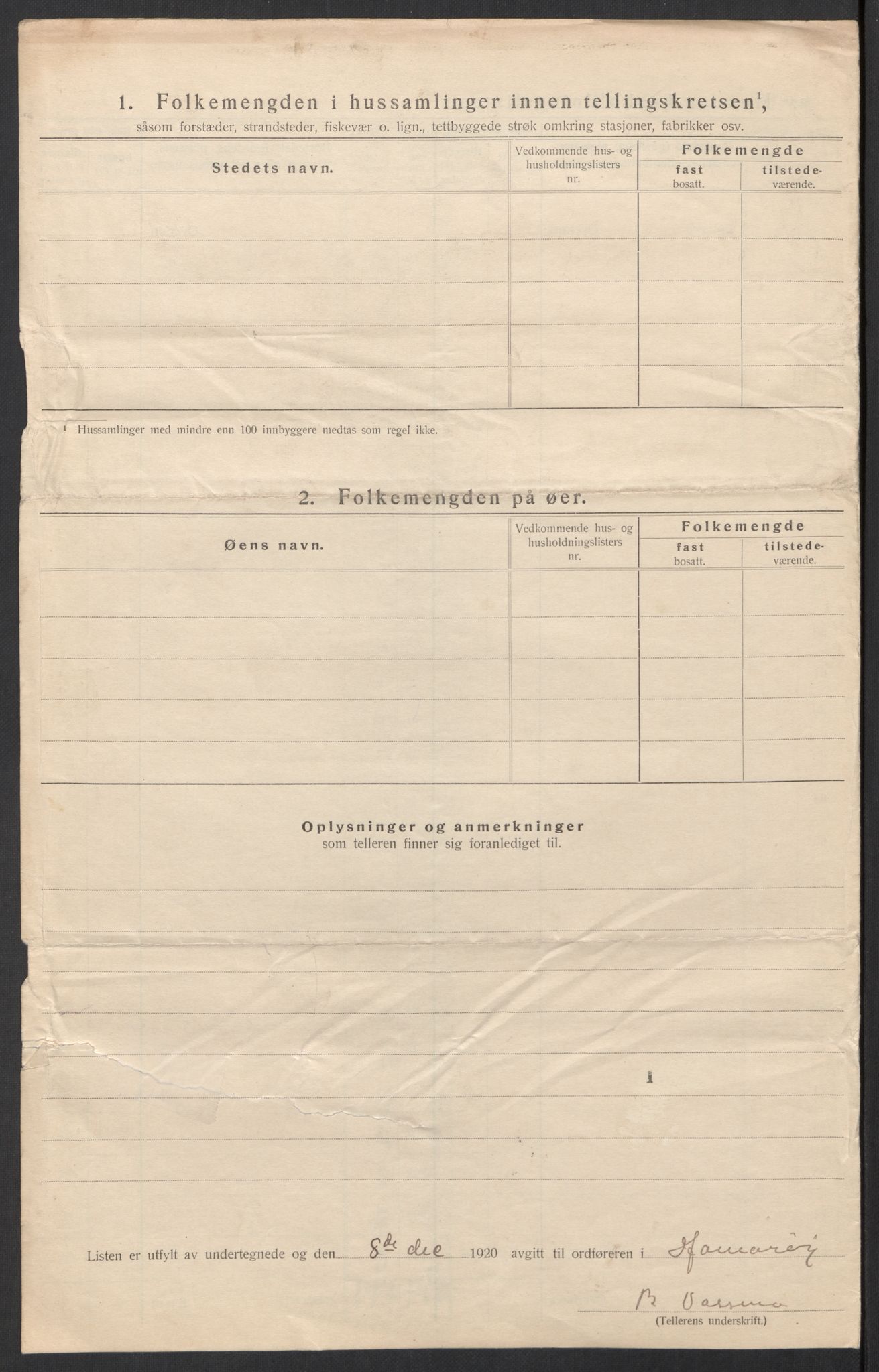 SAT, 1920 census for Hamarøy, 1920, p. 20