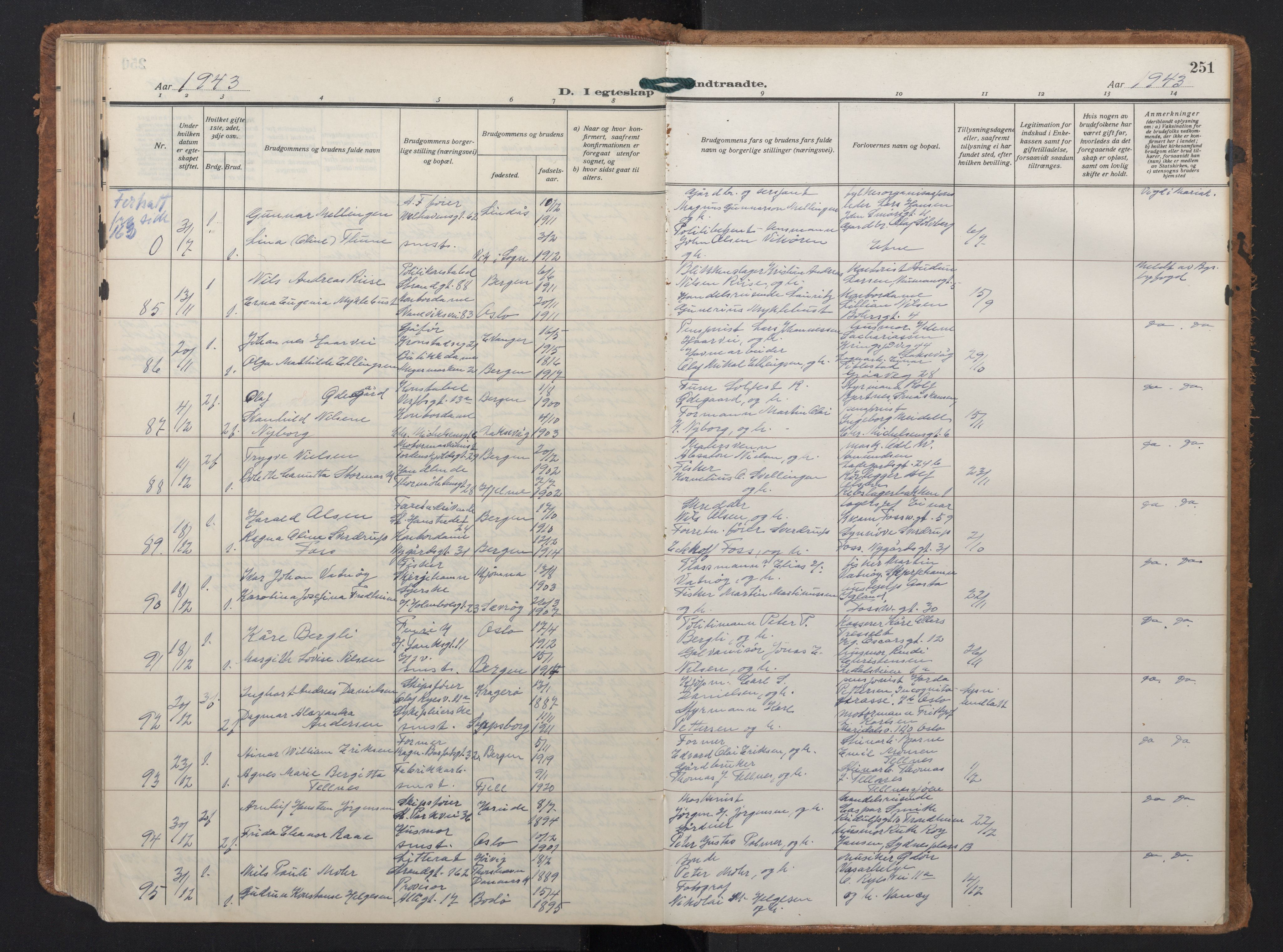 Johanneskirken sokneprestembete, AV/SAB-A-76001/H/Hab: Parish register (copy) no. C 3, 1929-1949, p. 250b-251a