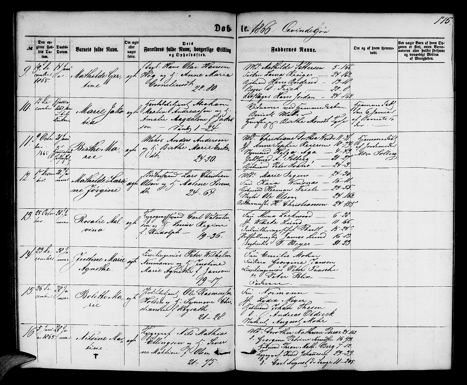 Korskirken sokneprestembete, SAB/A-76101/H/Hab: Parish register (copy) no. B 5, 1863-1868, p. 175