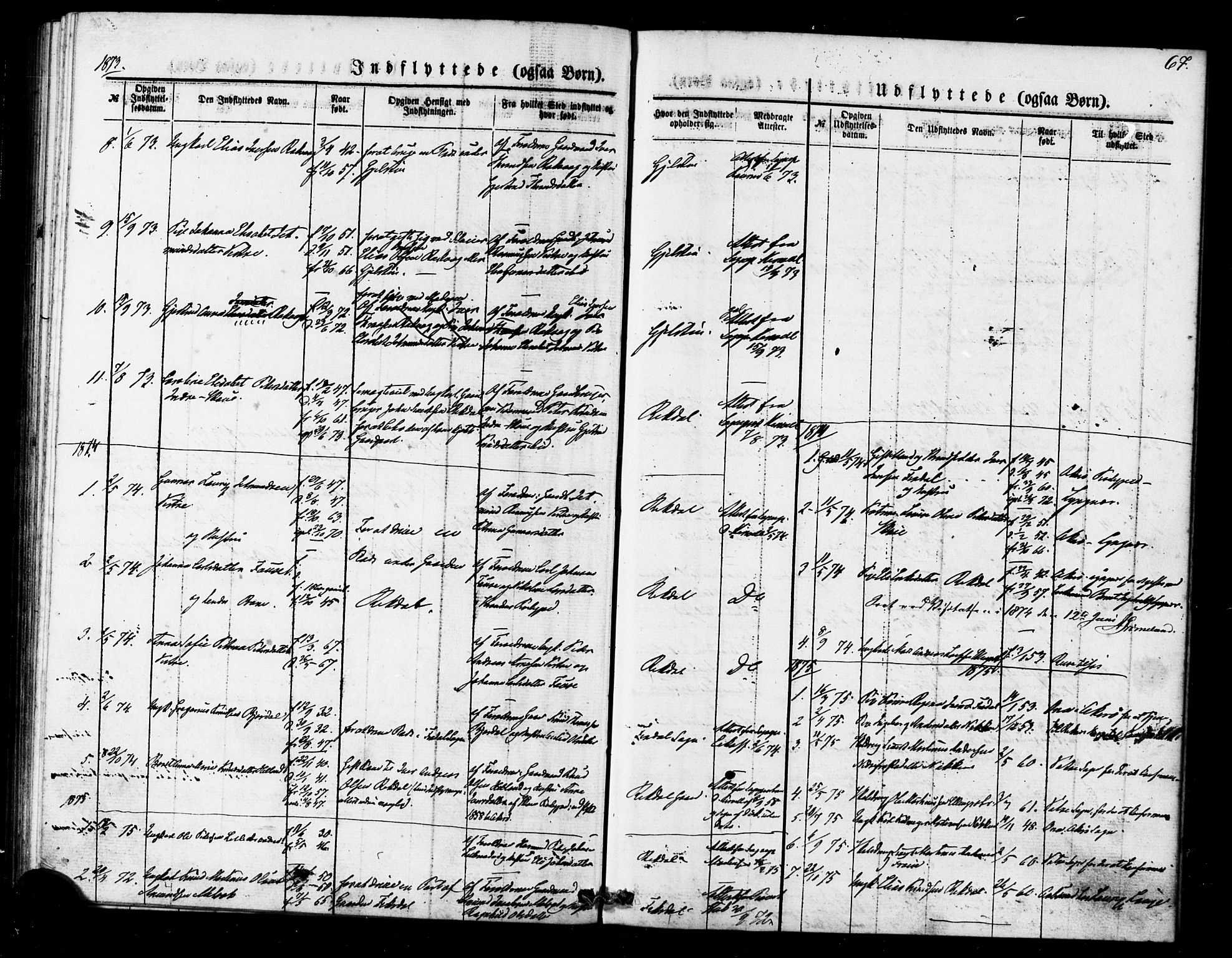 Ministerialprotokoller, klokkerbøker og fødselsregistre - Møre og Romsdal, AV/SAT-A-1454/540/L0540: Parish register (official) no. 540A01, 1872-1883, p. 67