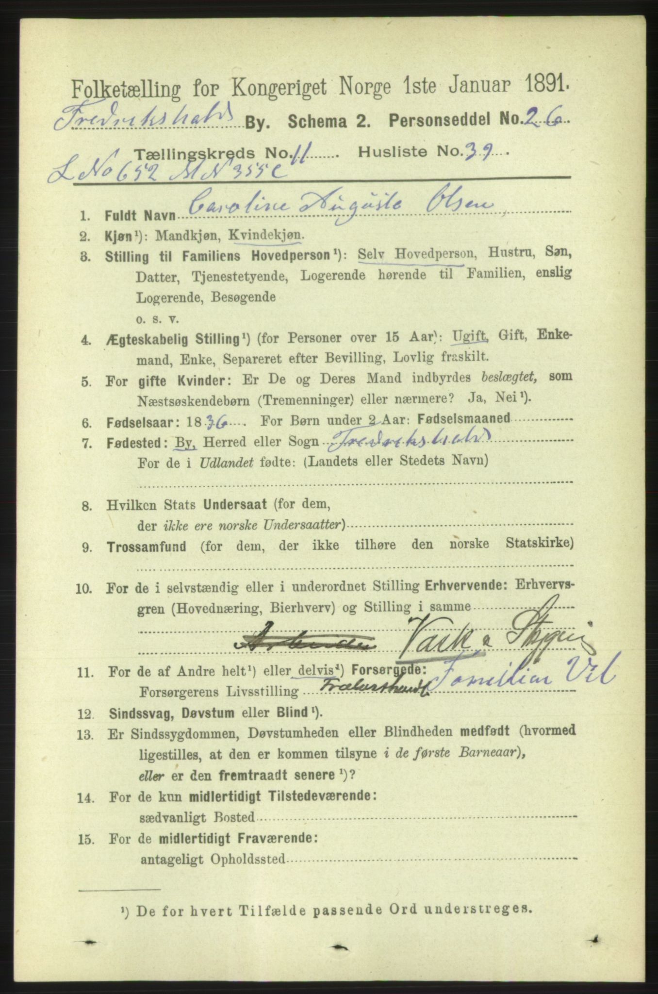 RA, 1891 census for 0101 Fredrikshald, 1891, p. 8203