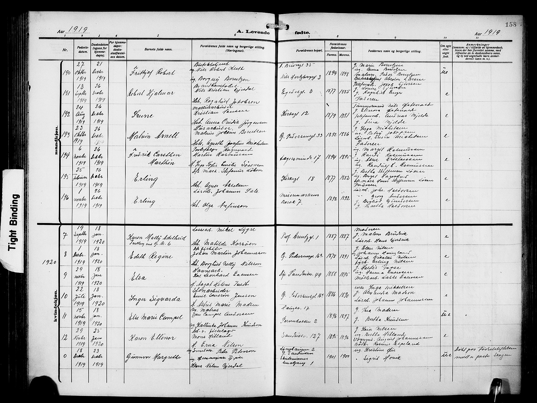 Sandviken Sokneprestembete, AV/SAB-A-77601/H/Hb/L0005: Parish register (copy) no. B 2, 1914-1925, p. 158