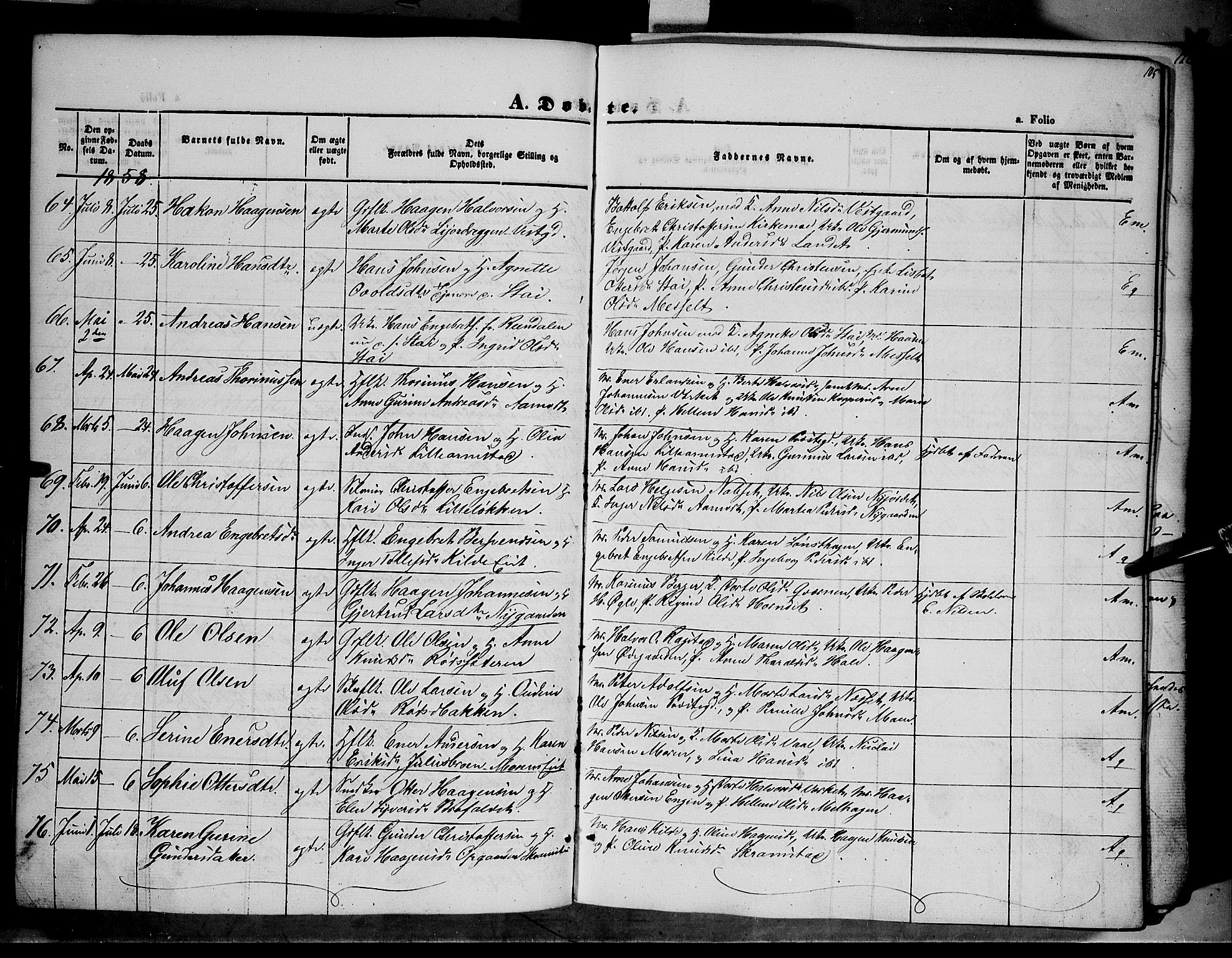 Åmot prestekontor, Hedmark, SAH/PREST-056/H/Ha/Haa/L0006: Parish register (official) no. 6, 1842-1861, p. 105