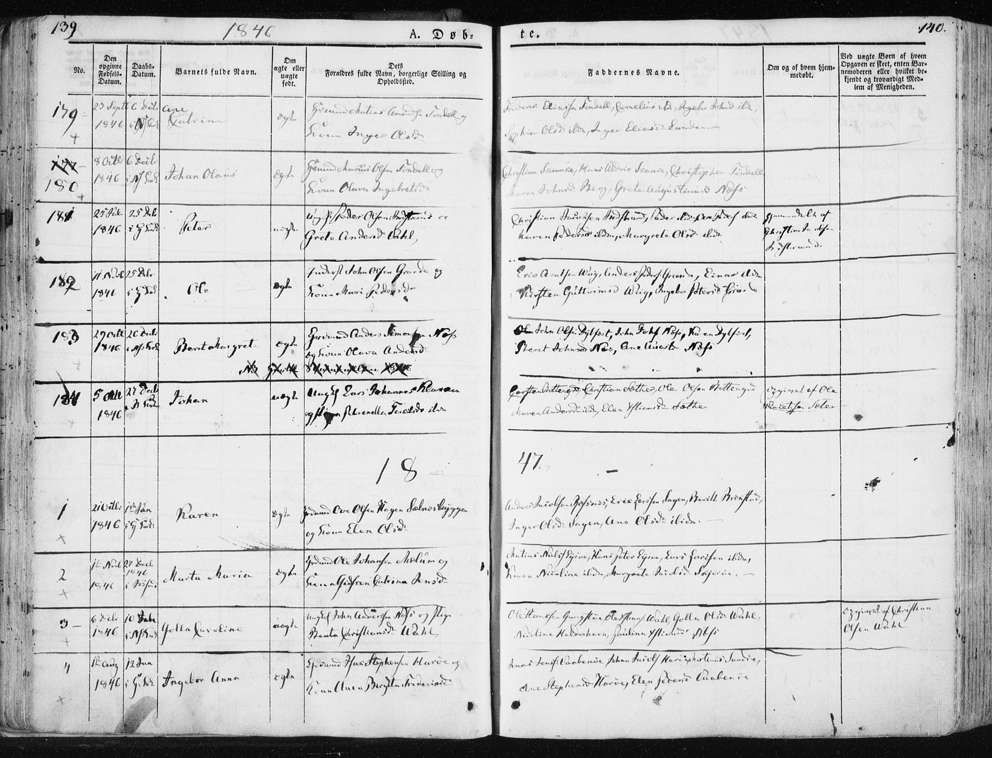 Ministerialprotokoller, klokkerbøker og fødselsregistre - Sør-Trøndelag, SAT/A-1456/659/L0736: Parish register (official) no. 659A06, 1842-1856, p. 139-140