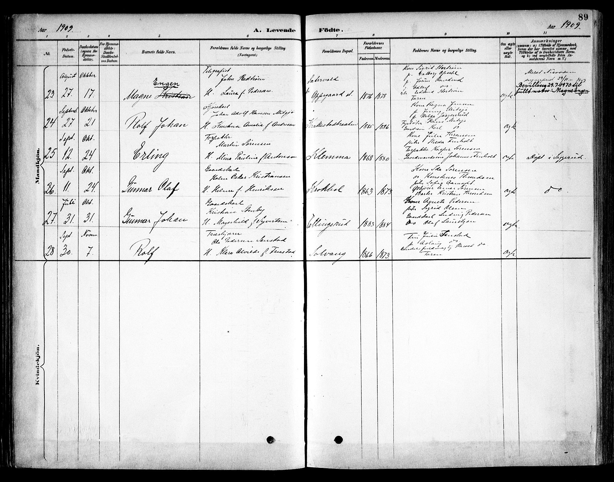 Kråkstad prestekontor Kirkebøker, SAO/A-10125a/F/Fb/L0002: Parish register (official) no. II 2, 1893-1917, p. 89