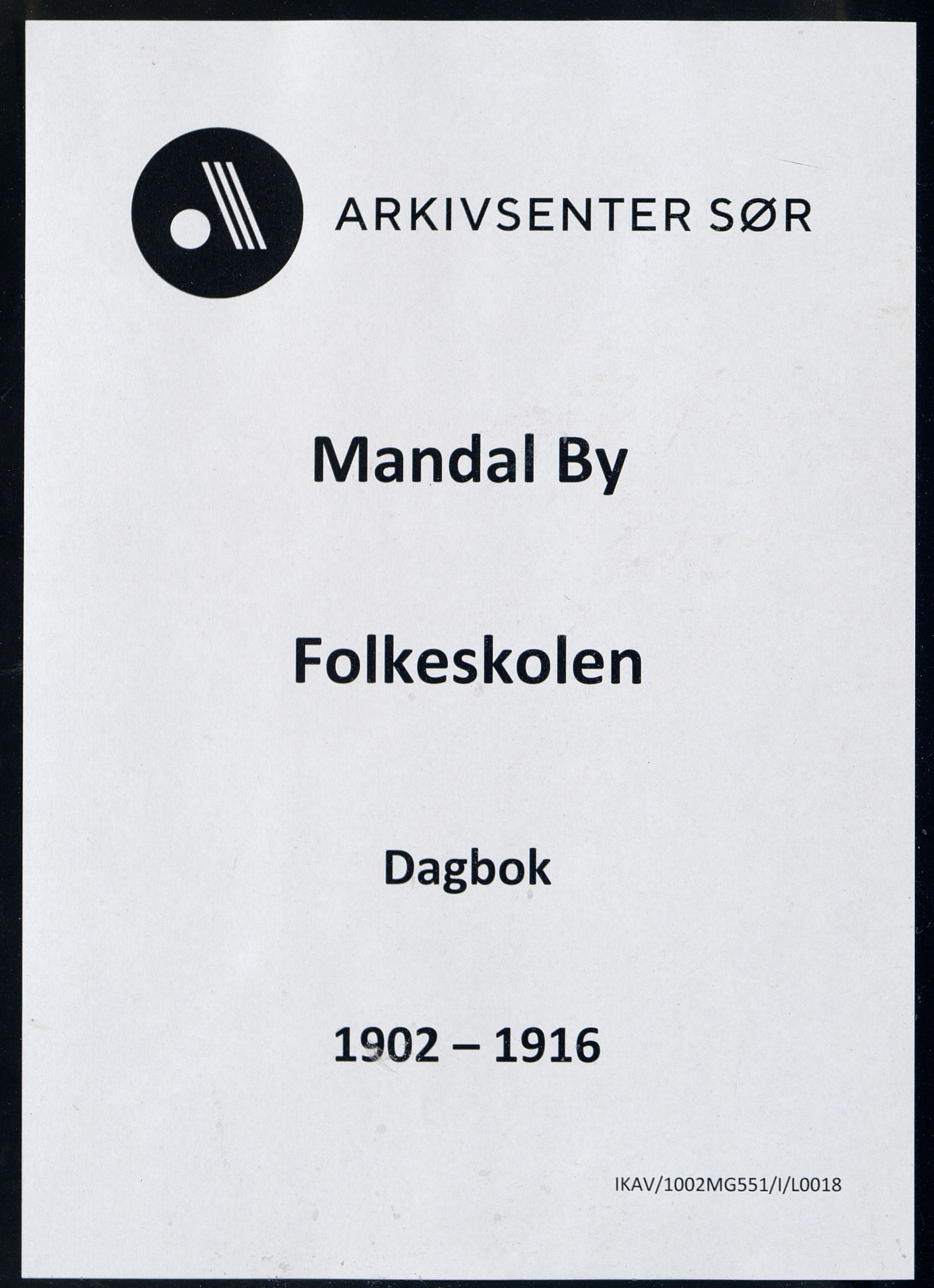Mandal By - Mandal Allmueskole/Folkeskole/Skole, IKAV/1002MG551/I/L0018: Dagbok, 1902-1916
