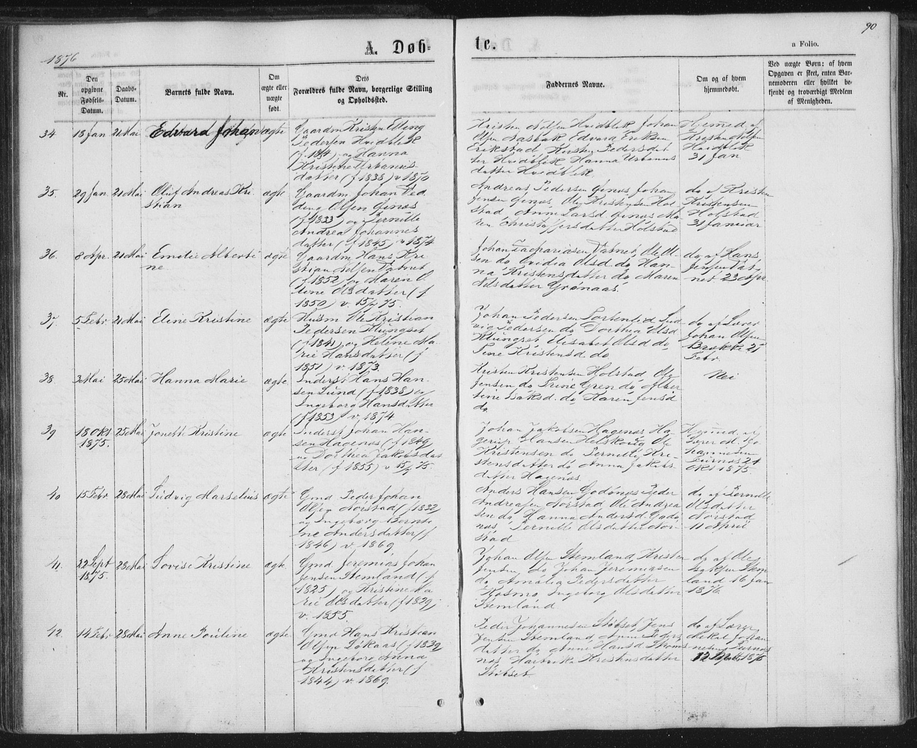 Ministerialprotokoller, klokkerbøker og fødselsregistre - Nordland, SAT/A-1459/852/L0739: Parish register (official) no. 852A09, 1866-1877, p. 90