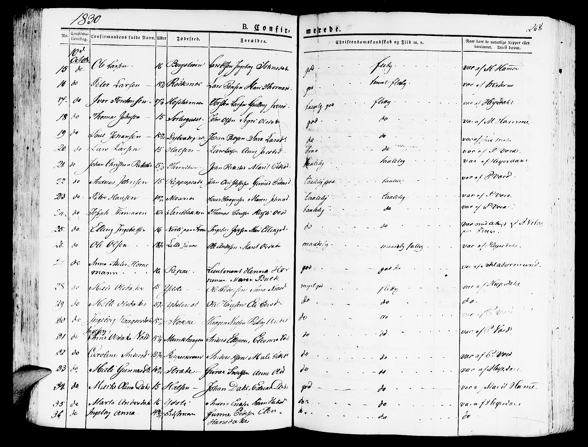 Ministerialprotokoller, klokkerbøker og fødselsregistre - Nord-Trøndelag, SAT/A-1458/709/L0070: Parish register (official) no. 709A10, 1820-1832, p. 268
