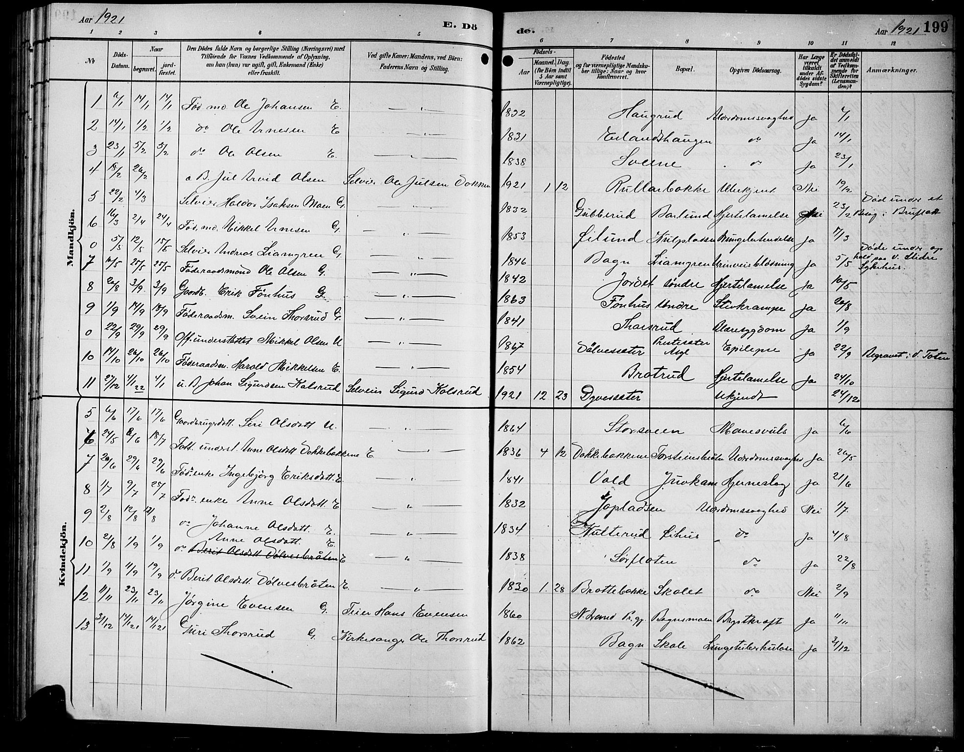 Sør-Aurdal prestekontor, SAH/PREST-128/H/Ha/Hab/L0009: Parish register (copy) no. 9, 1894-1924, p. 199