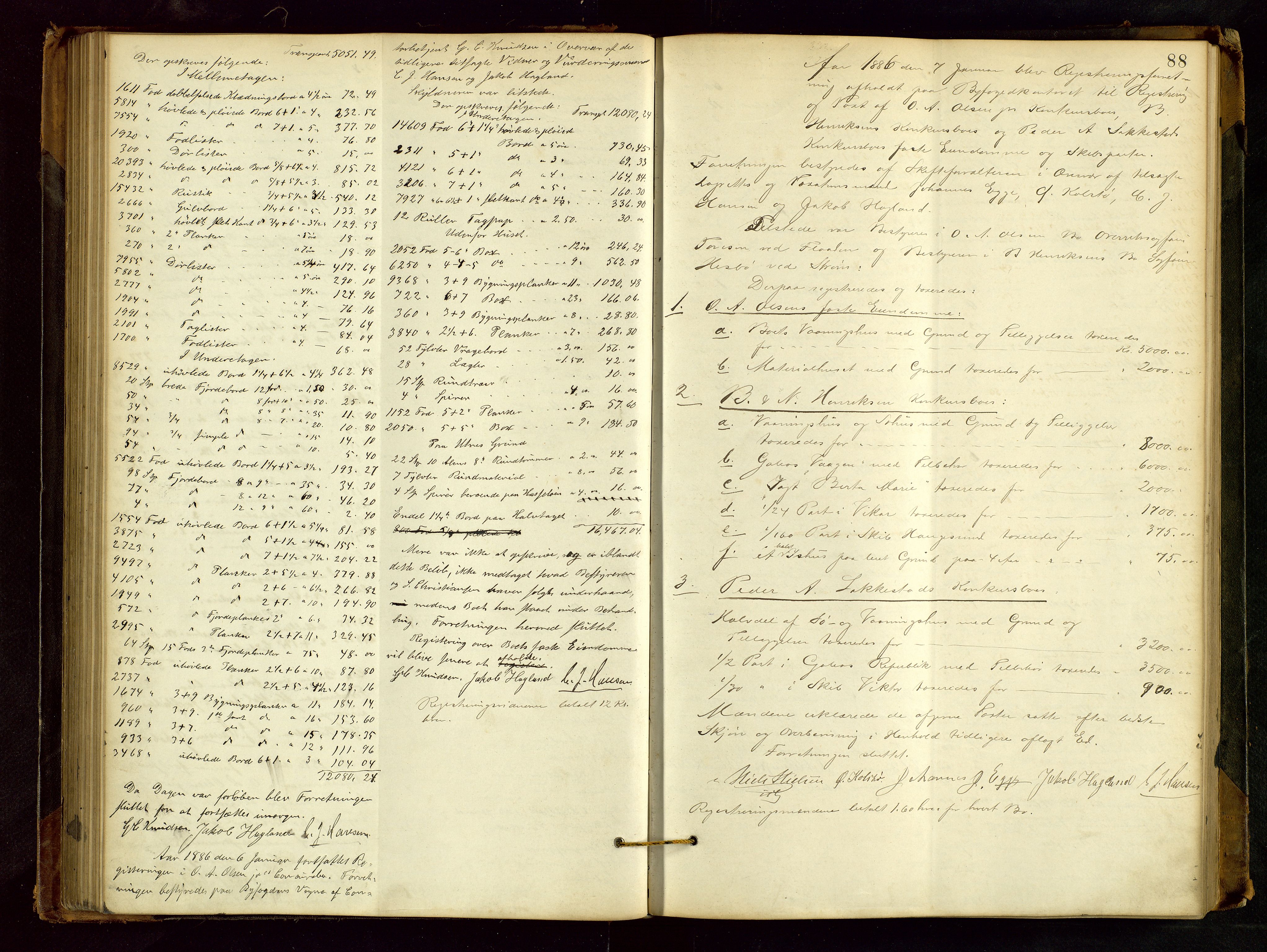 Haugesund tingrett, AV/SAST-A-101415/01/IV/IVB/L0002: Skifteregistreringsprotokoll, med register, 1879-1898, p. 87b-88a