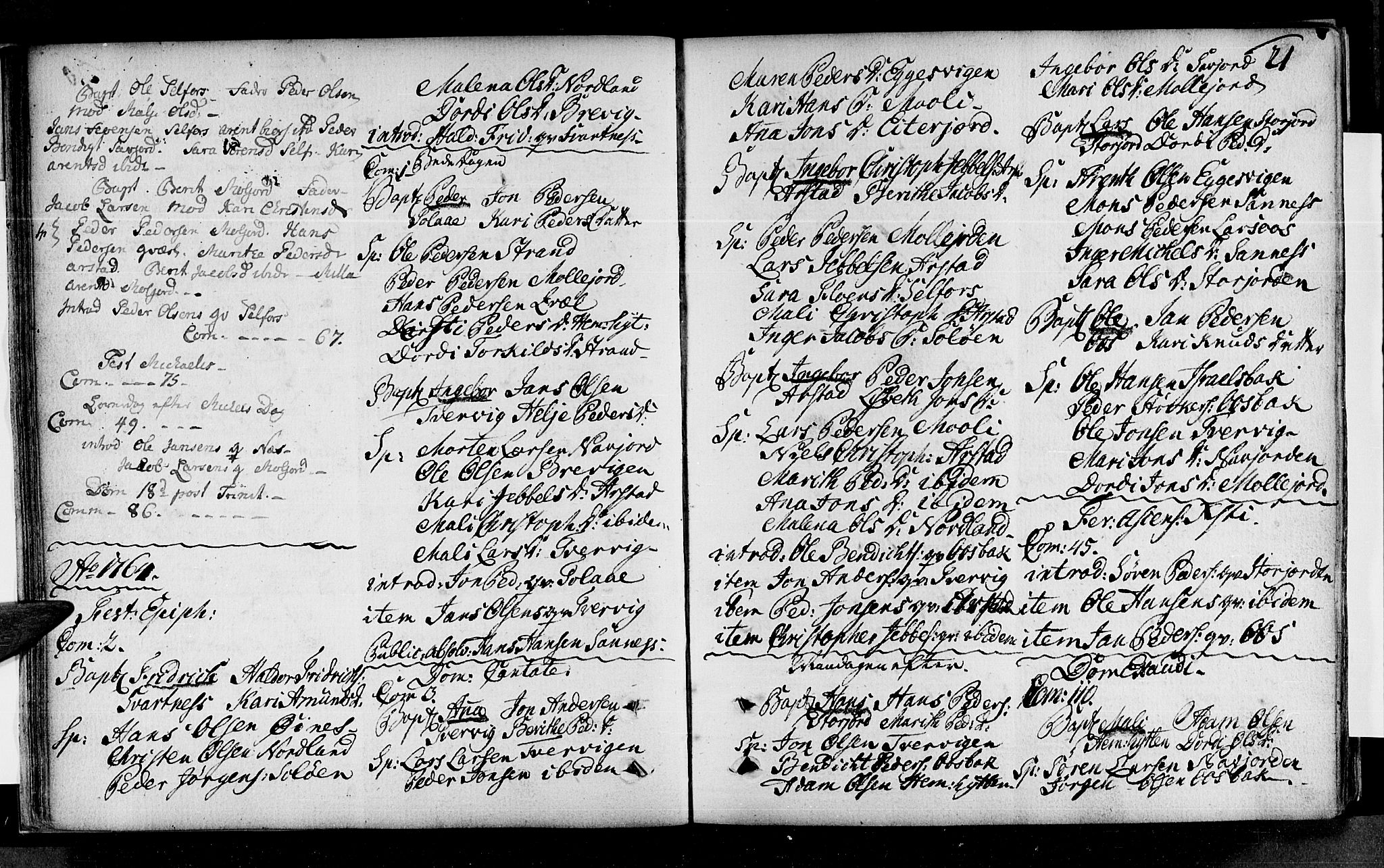 Ministerialprotokoller, klokkerbøker og fødselsregistre - Nordland, SAT/A-1459/846/L0643: Parish register (official) no. 846A01, 1748-1804, p. 21