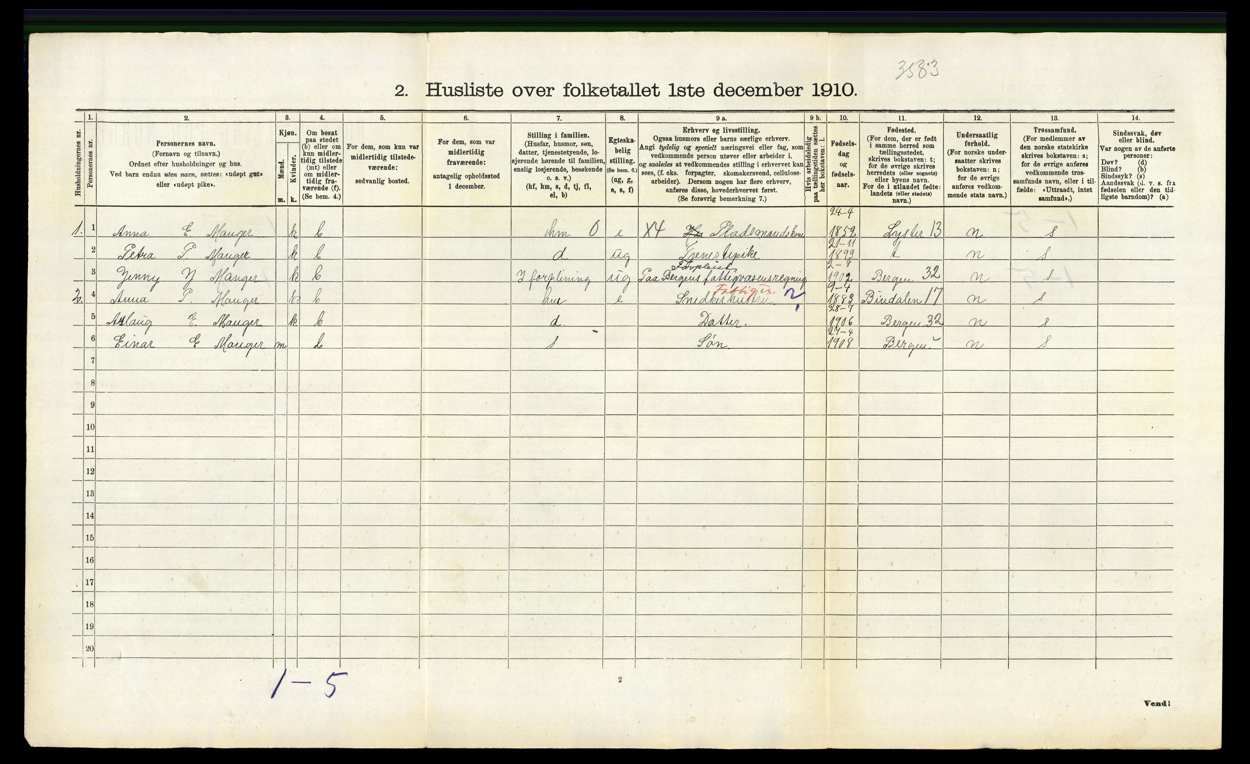 RA, 1910 census for Manger, 1910, p. 700