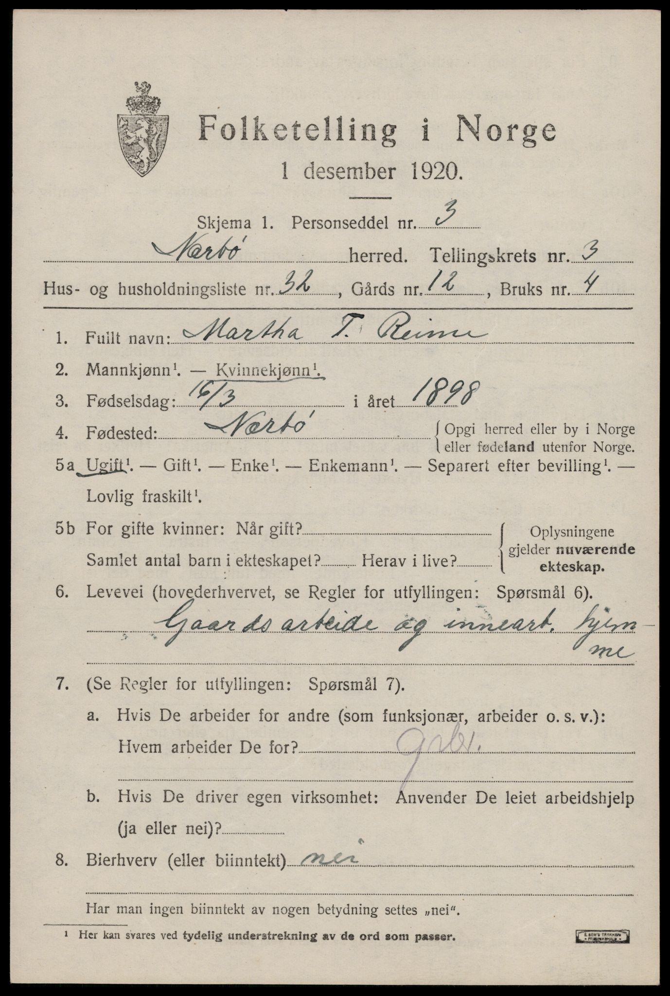 SAST, 1920 census for Nærbø, 1920, p. 2551