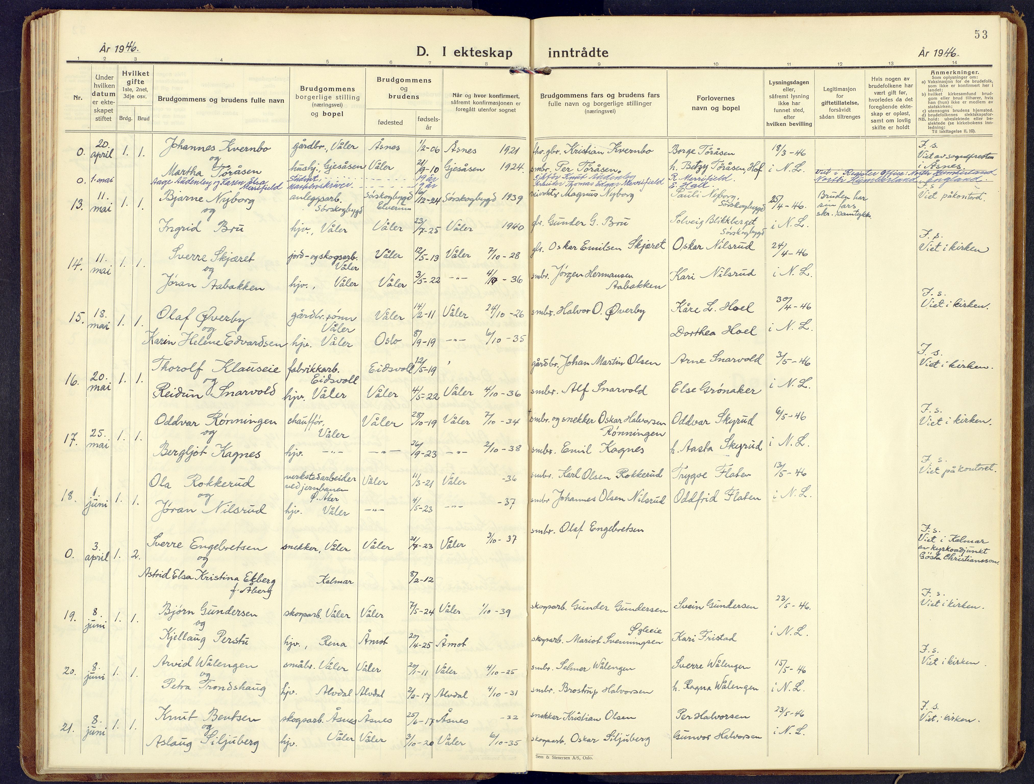 Våler prestekontor, Hedmark, SAH/PREST-040/H/Ha/Haa/L0012: Parish register (official) no. 12, 1933-1952, p. 53