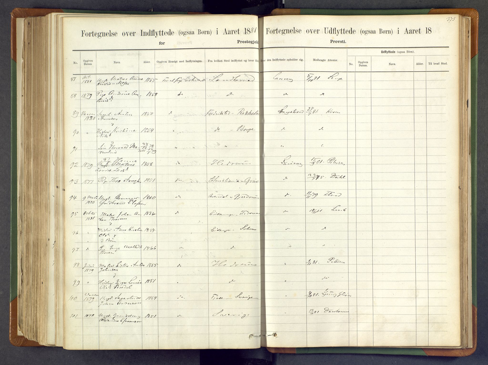 Larvik kirkebøker, SAKO/A-352/F/Fa/L0007: Parish register (official) no. I 7, 1871-1883, p. 375