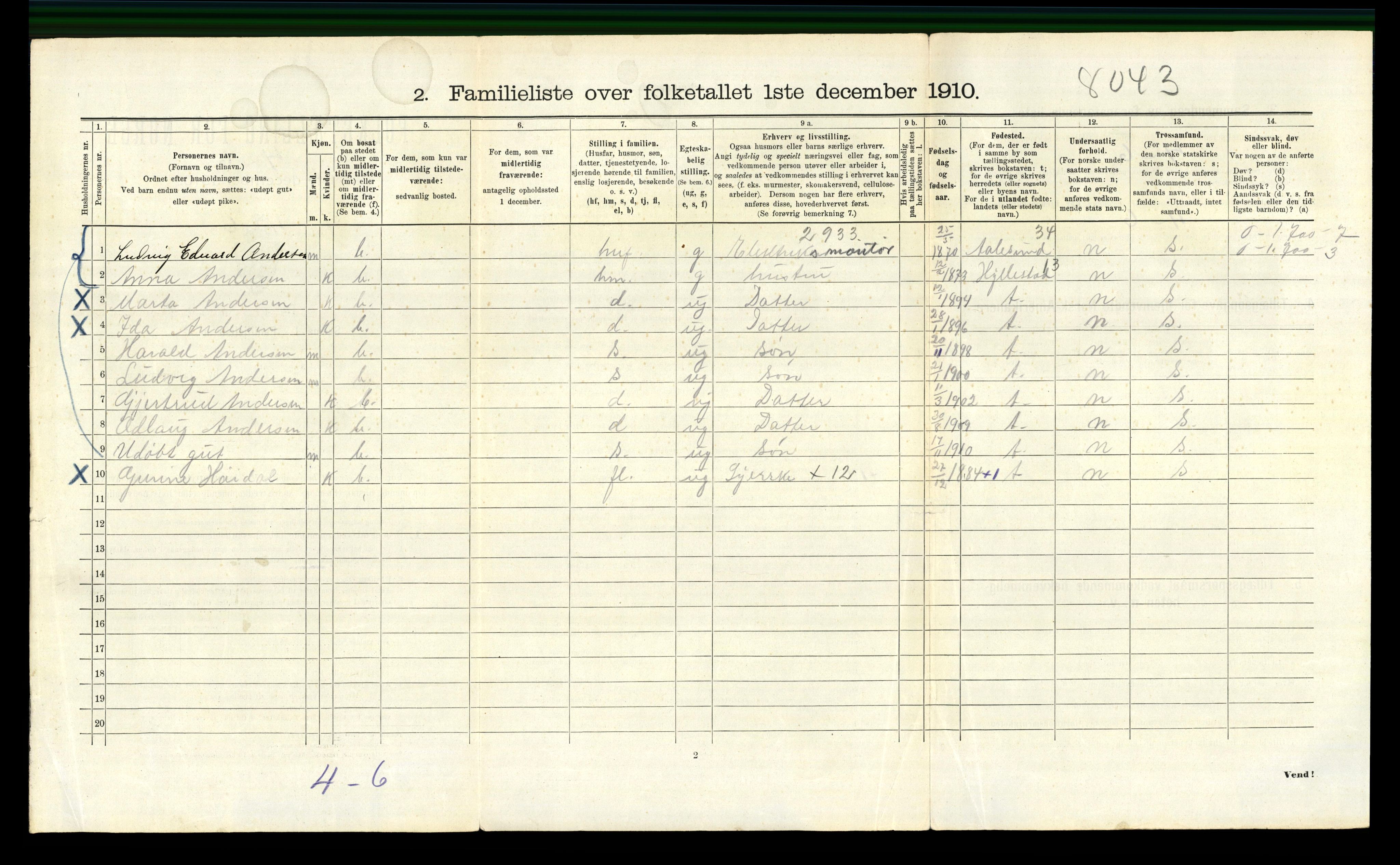 RA, 1910 census for Bergen, 1910, p. 21928