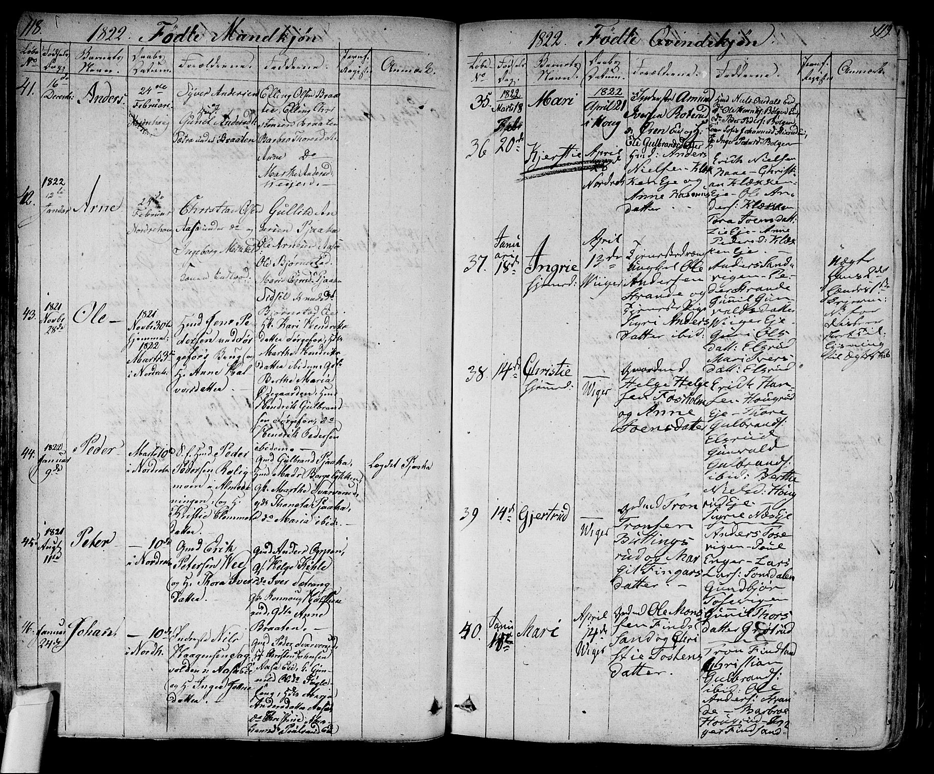 Norderhov kirkebøker, AV/SAKO-A-237/F/Fa/L0009: Parish register (official) no. 9, 1819-1837, p. 118-119