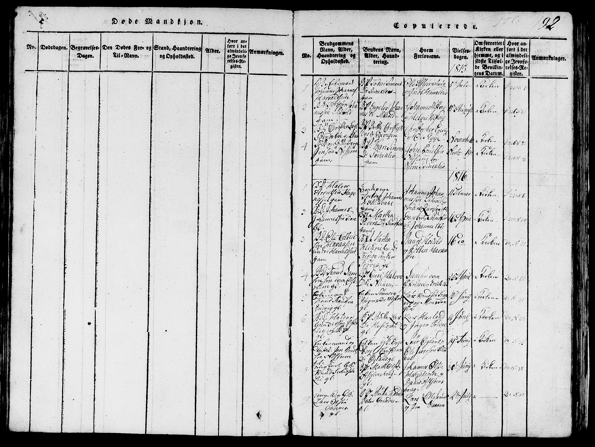 Skjold sokneprestkontor, SAST/A-101847/H/Ha/Hab/L0001: Parish register (copy) no. B 1, 1815-1835, p. 192