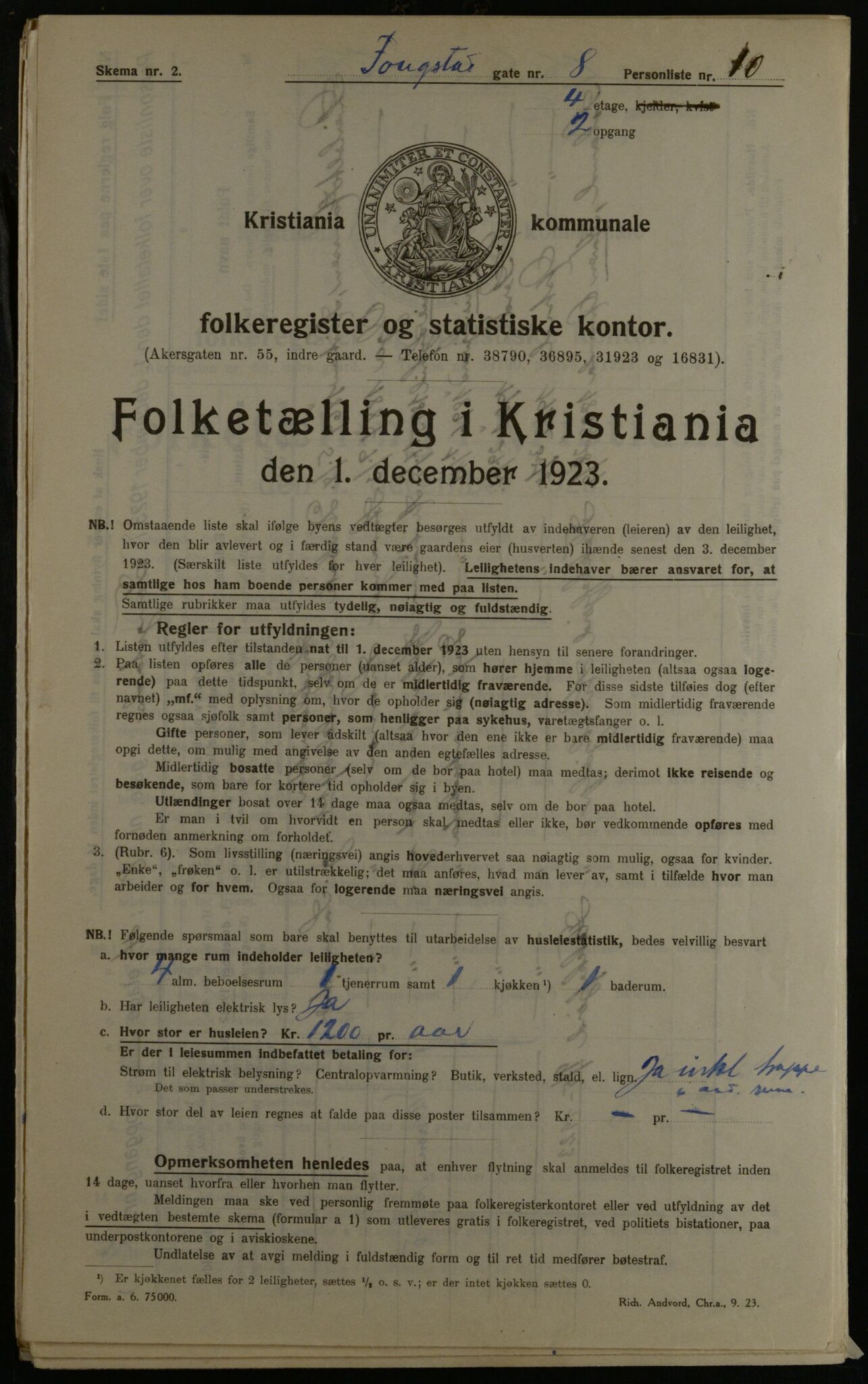 OBA, Municipal Census 1923 for Kristiania, 1923, p. 28390