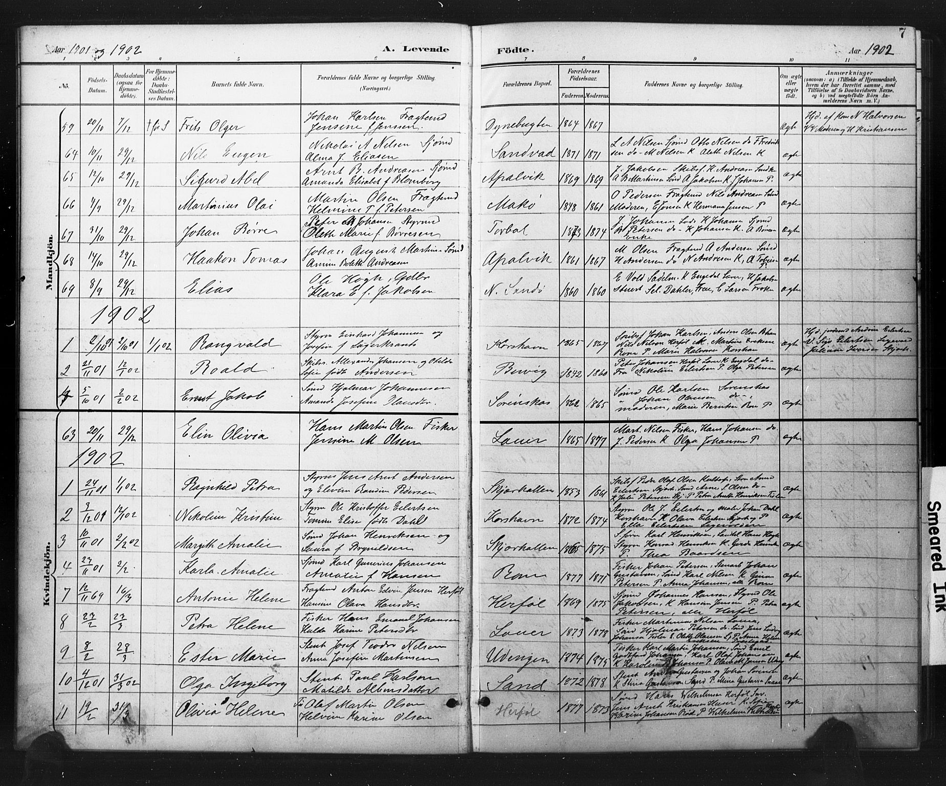 Hvaler prestekontor Kirkebøker, AV/SAO-A-2001/G/Ga/L0001: Parish register (copy) no. I 1, 1901-1930, p. 7