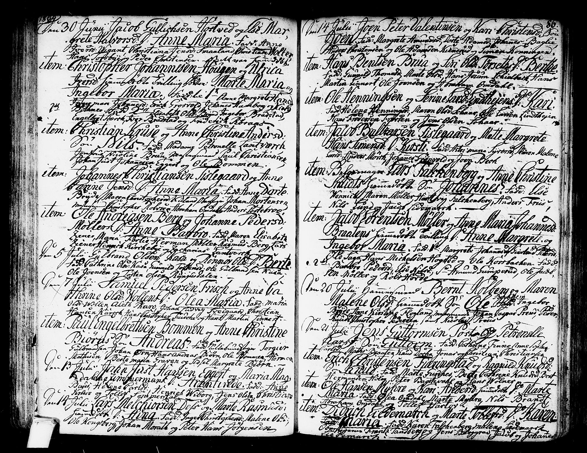 Kongsberg kirkebøker, SAKO/A-22/F/Fa/L0007: Parish register (official) no. I 7, 1795-1816, p. 86