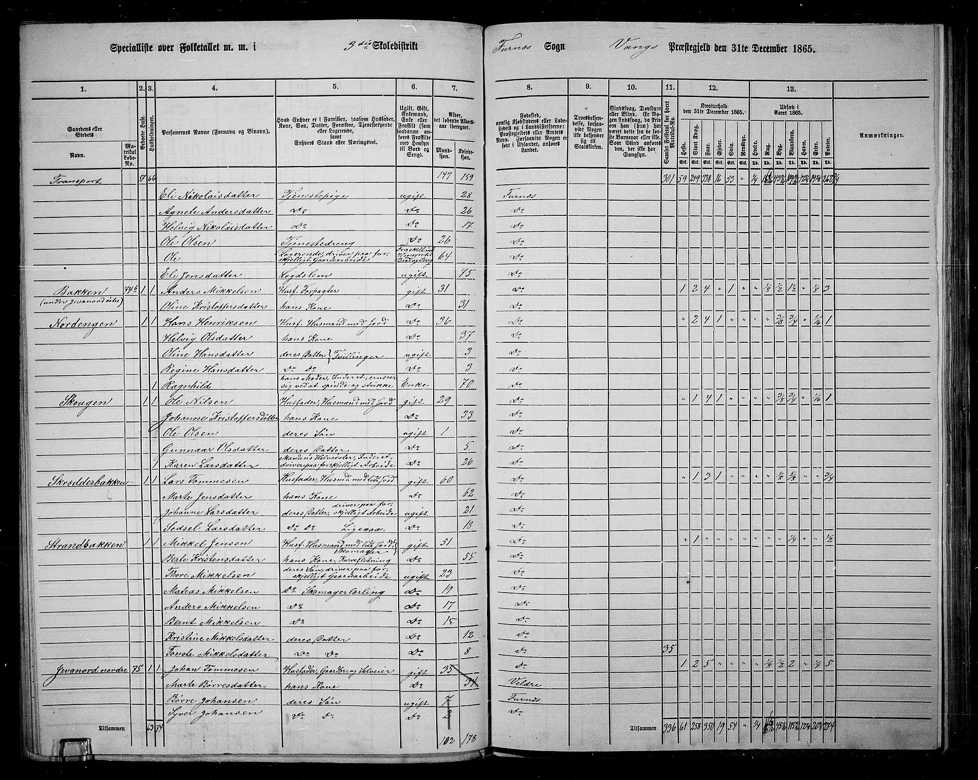 RA, 1865 census for Vang/Vang og Furnes, 1865, p. 78