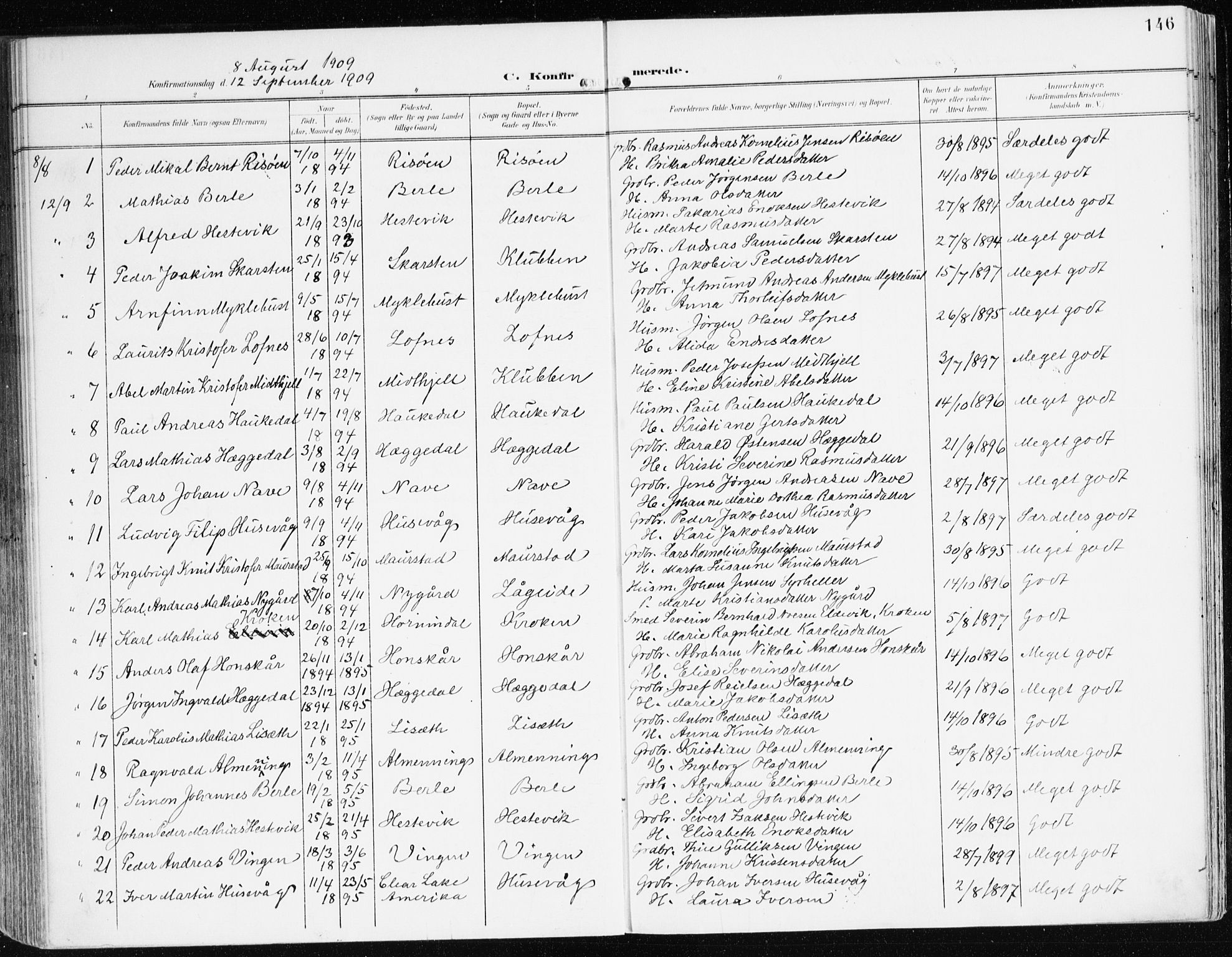 Davik sokneprestembete, AV/SAB-A-79701/H/Haa/Haad/L0002: Parish register (official) no. D 2, 1901-1930, p. 146