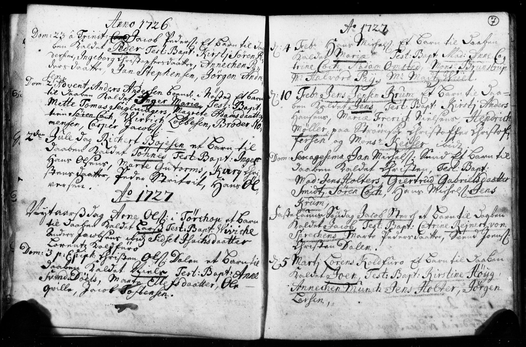 Strømsø kirkebøker, AV/SAKO-A-246/F/Fb/L0001: Parish register (official) no. II 1, 1725-1737, p. 7