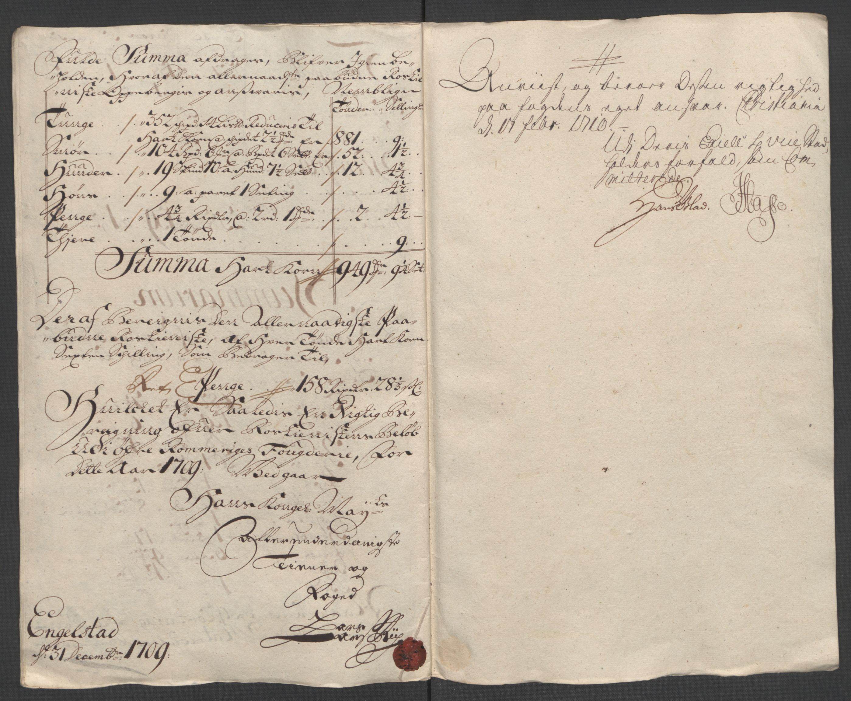 Rentekammeret inntil 1814, Reviderte regnskaper, Fogderegnskap, AV/RA-EA-4092/R12/L0719: Fogderegnskap Øvre Romerike, 1708-1709, p. 351