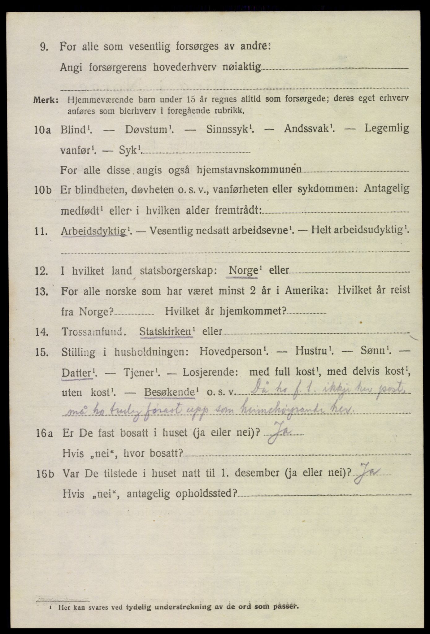 SAK, 1920 census for Hornnes, 1920, p. 2860
