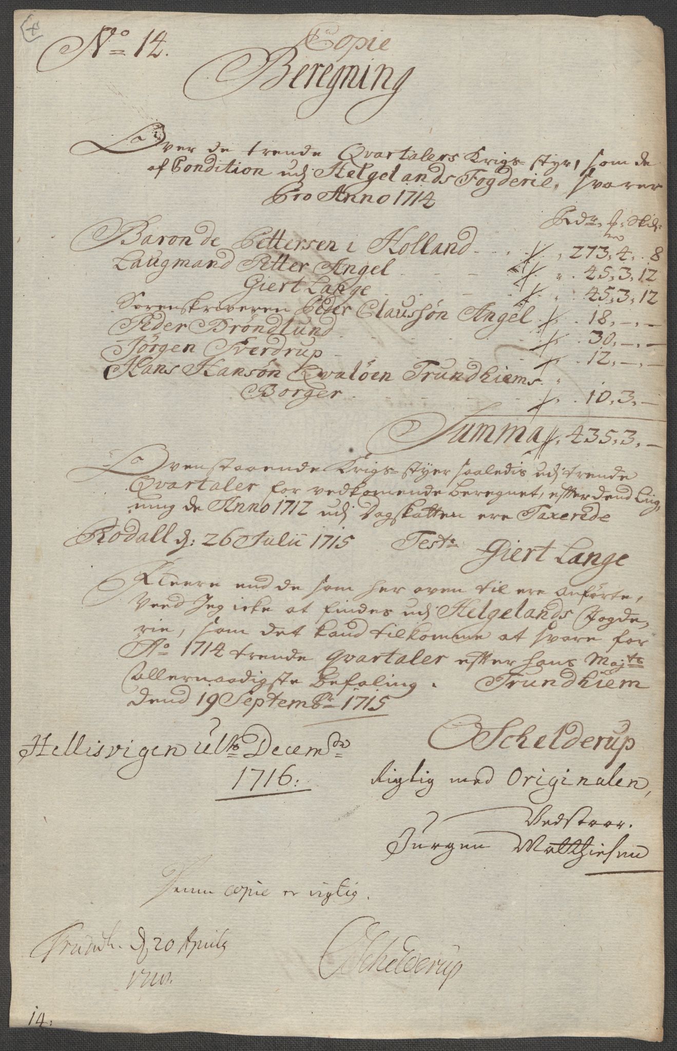 Rentekammeret inntil 1814, Reviderte regnskaper, Fogderegnskap, AV/RA-EA-4092/R65/L4514: Fogderegnskap Helgeland, 1716, p. 199